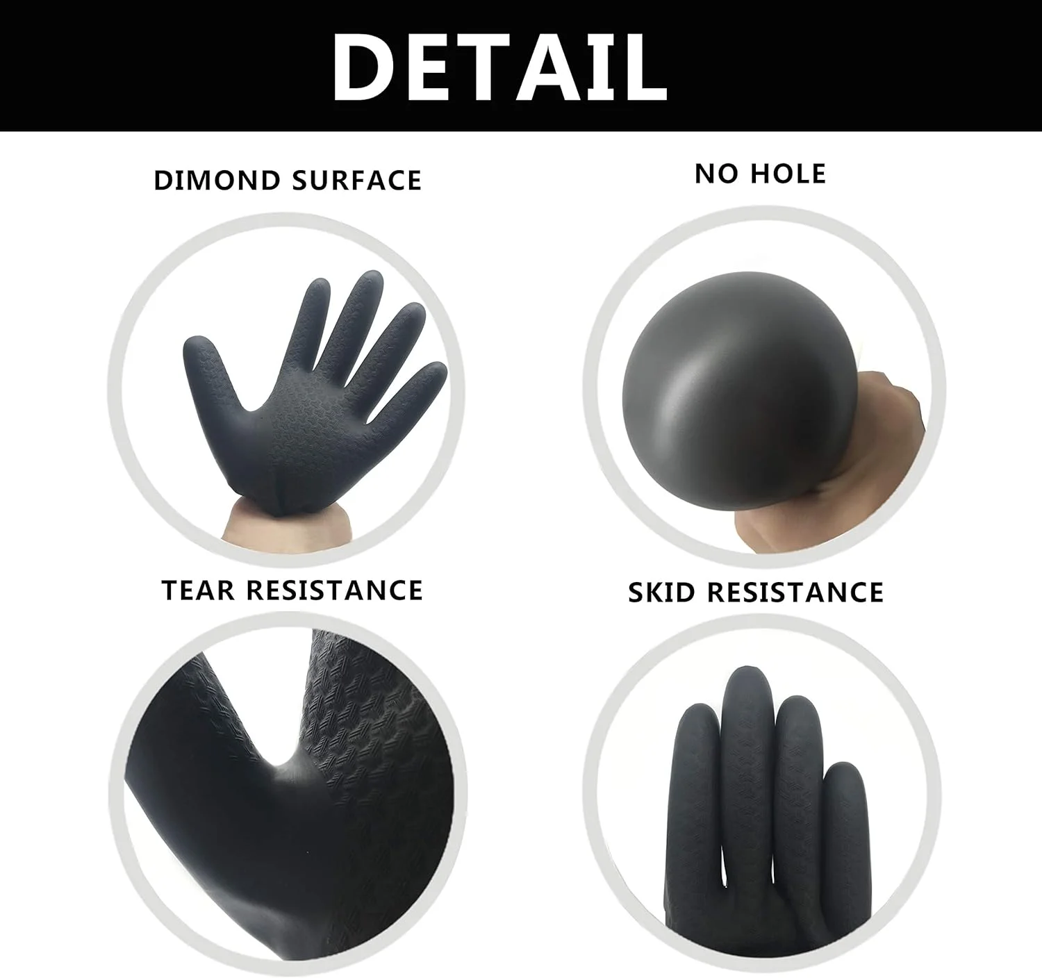 دستکش های مقاوم در برابر مواد شیمیایی UXglove، دستکش های کار صنعتی سنگین، مشکی