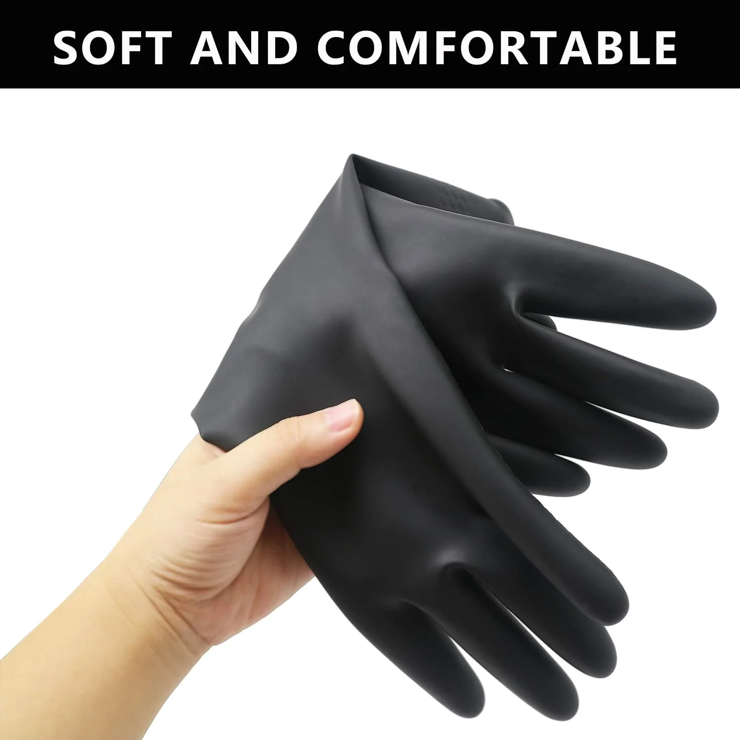 دستکش های مقاوم در برابر مواد شیمیایی UXglove، دستکش های کار صنعتی سنگین، مشکی