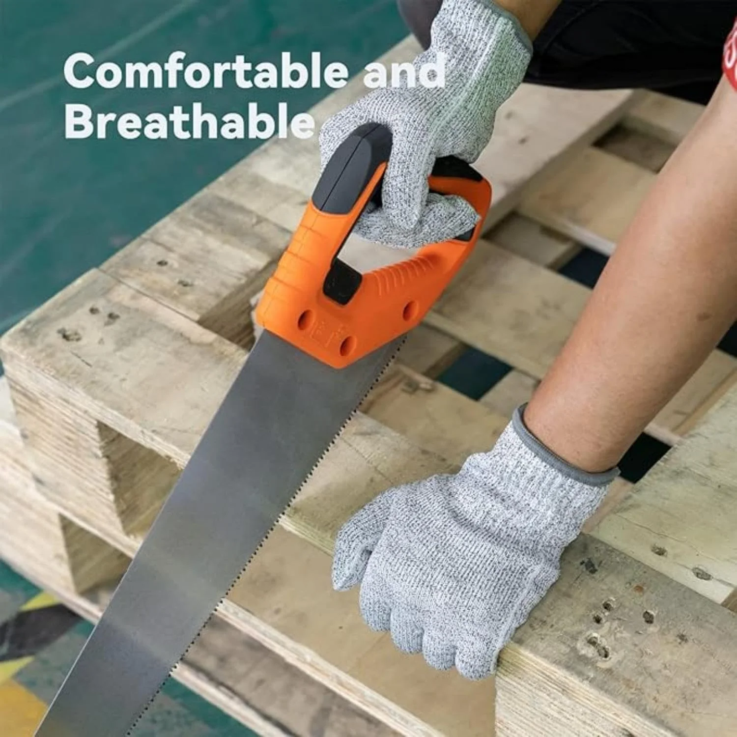 دستکش های ضد برش SKY-TOUCH با محافظت سطح 5: دستکش های ایمنی HPPE برای آشپزخانه، برش گوشت، رنده، کارخانه، انبار، جابجایی شیشه - مناسب برای مواد غذایی، راحت، قابل شستشو در ماشین لباسشویی (L، 1 جفت)