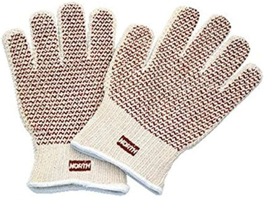 دستکش های نیتریل روکش دار Grip N Hot Mill نورث بای هانیول 51/7147، پارچه/کتان، طبیعی، مردانه-سایز متوسط (بسته 12 عددی)