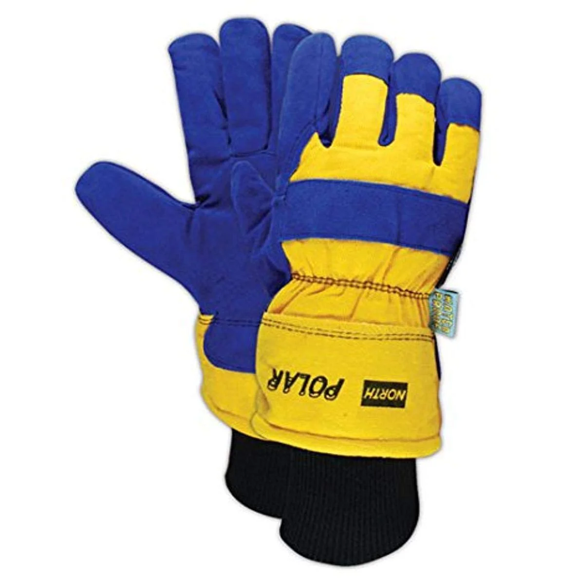 دستکش چرمی عایق دار North by Honeywell 70/6465NK North Polar 706465NK، چرم، مردانه (مناسب سایز بزرگ)، آبی/زرد