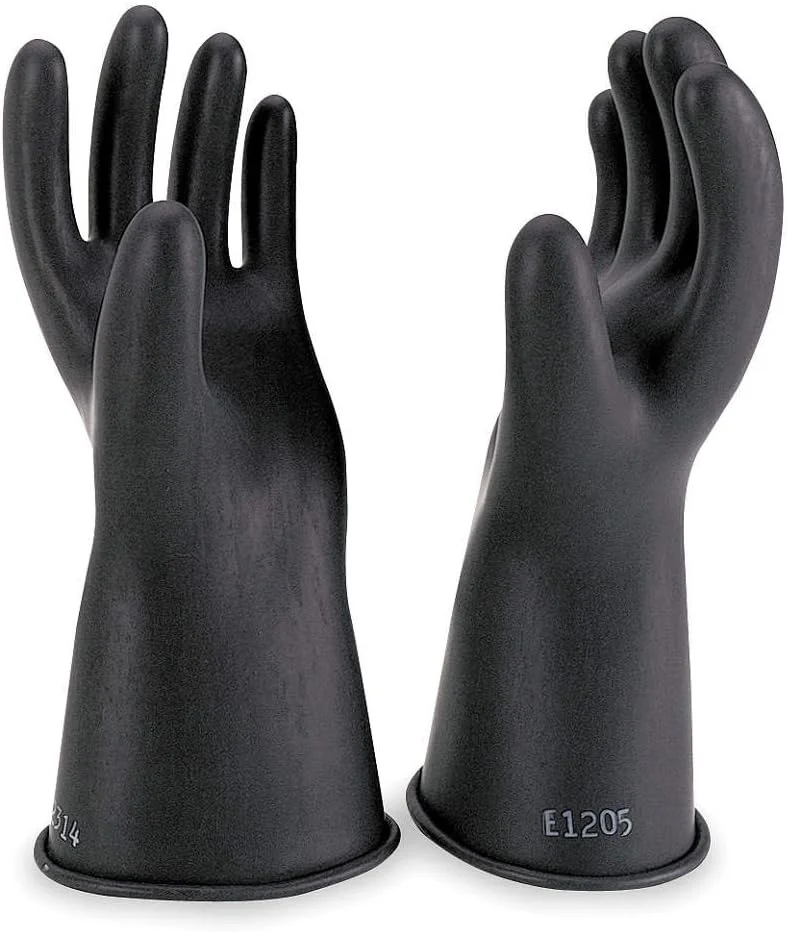 دستکش عایق برق دبلیو اچ سالزبری مدل E011B/8 هانیول سایز 8 مشکی 11 اینچ نوع I لاستیک طبیعی کلاس 0 ولتاژ پایین با ساق صاف