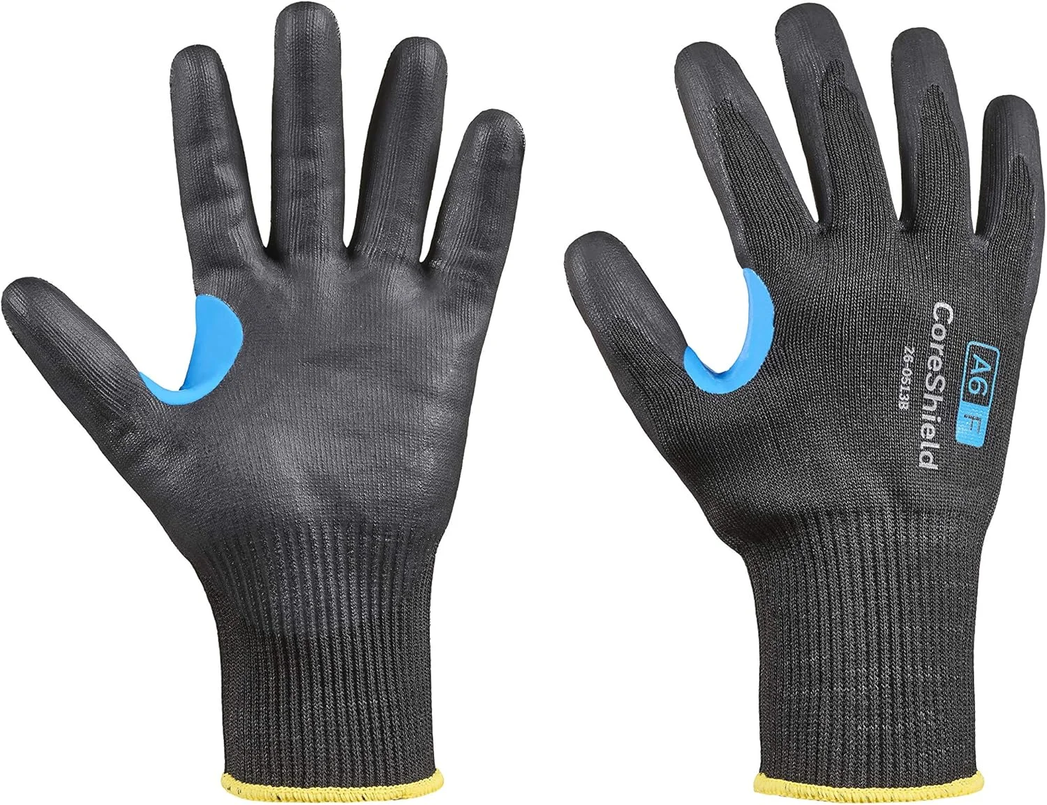 دستکش ایمنی هانیول CoreShield، لایه داخلی مشکی HPPE/آلیاژ/بازالت گیج 13، پوشش مشکی میکرو فوم نیتریل، A6/F