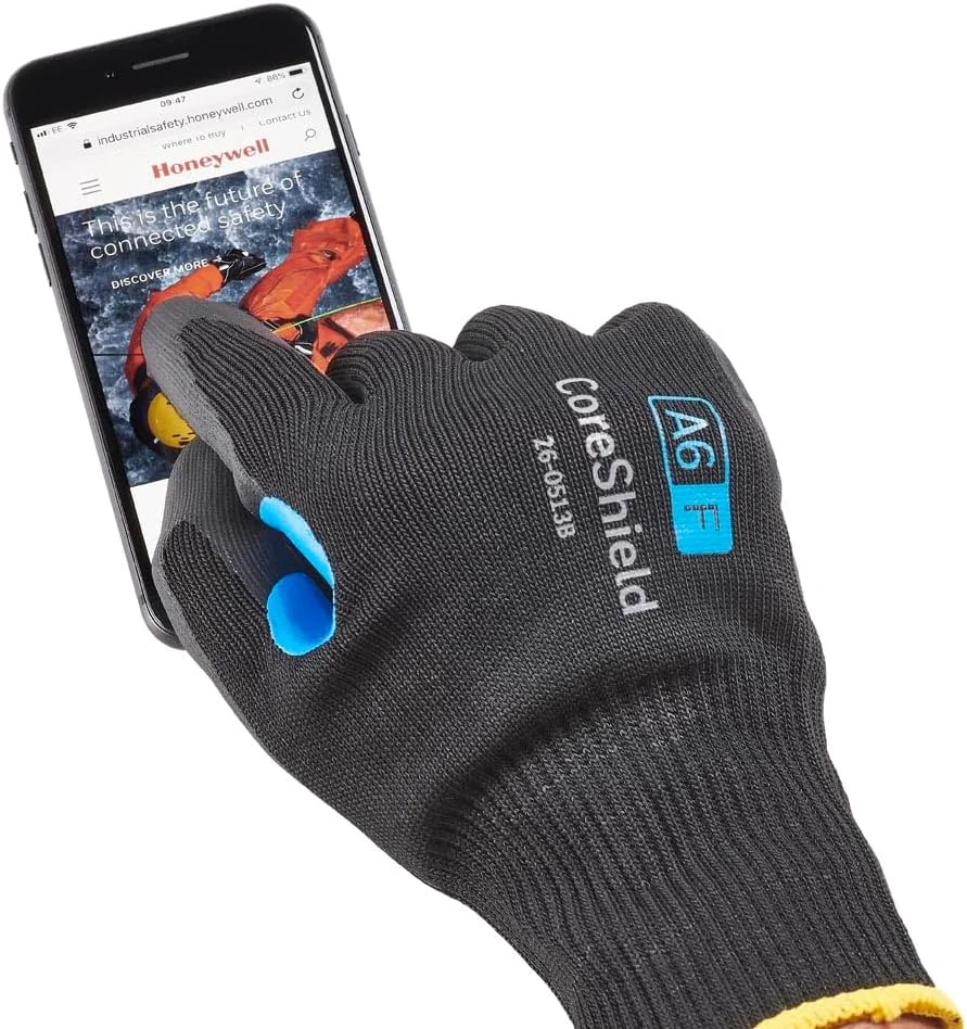 دستکش ایمنی هانیول CoreShield، لایه داخلی مشکی HPPE/آلیاژ/بازالت گیج 13، پوشش مشکی میکرو فوم نیتریل، A6/F