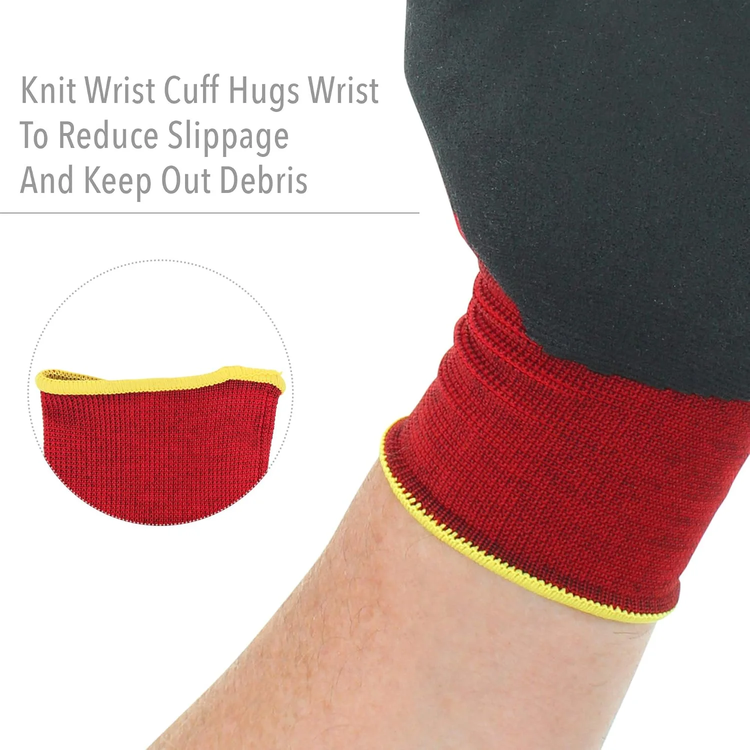 دستکش ایمنی هانیول نورث فلکس با آستر نایلونی بدون درز قرمز و روکش PVC مشکی