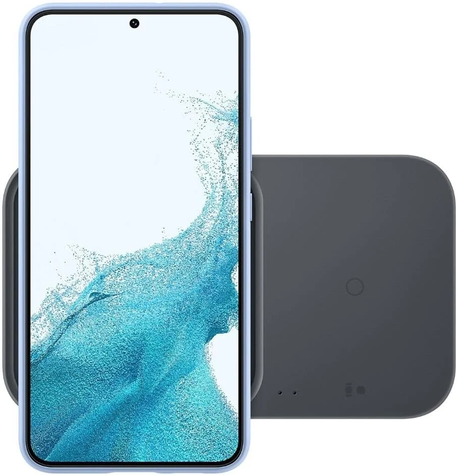 شارژر بی سیم دوگانه SAMSUNG مدل Ep-P5400 با توان 15 وات و قابلیت شارژ سریع دوگانه - شارژ 2 دستگاه به طور همزمان - خاکستری تیره - USB