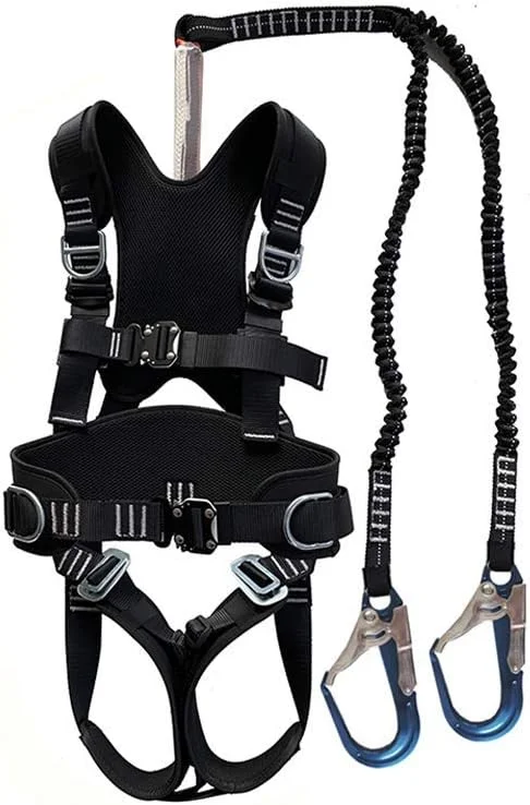 هارنس ایمنی محافظت در برابر سقوط، هارنس ایمنی، کیت توقف سقوط، هارنس ایمنی تمام بدن مدل جلیقه ای، با 3 حلقه D، کمربند و پد، اتصال سریع پاها و سینه، یونیورسال