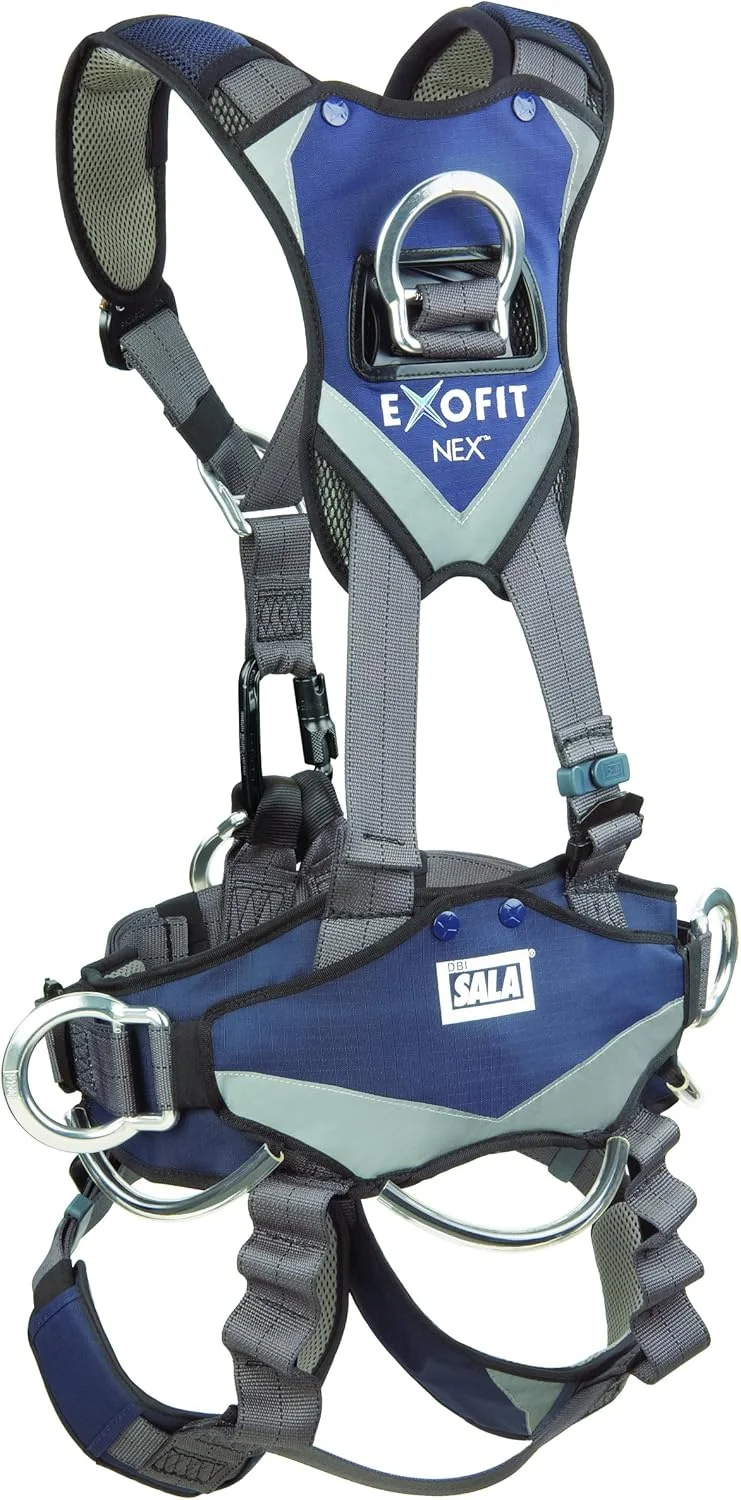هارنس تمام بدن دسترسی با طناب/نجات 3M DBI-SALA ExoFit NEX 1113347، حلقه های D آلومینیومی پشتی/جلویی/تعلیق، کمربند با پد/حلقه های D جانبی، بندهای پا QC قفل شونده، بزرگ، آبی/خاکستری هارنس تمام بدن دسترسی با طناب/نجات 3M DBI-SALA ExoFit NEX 1113347، حلقه های D آلومینیومی پشتی/جلویی/تعلیق، کمربند با پد/حلقه های D جانبی، بندهای پا QC قفل شونده، بزرگ، آبی/خاکستری