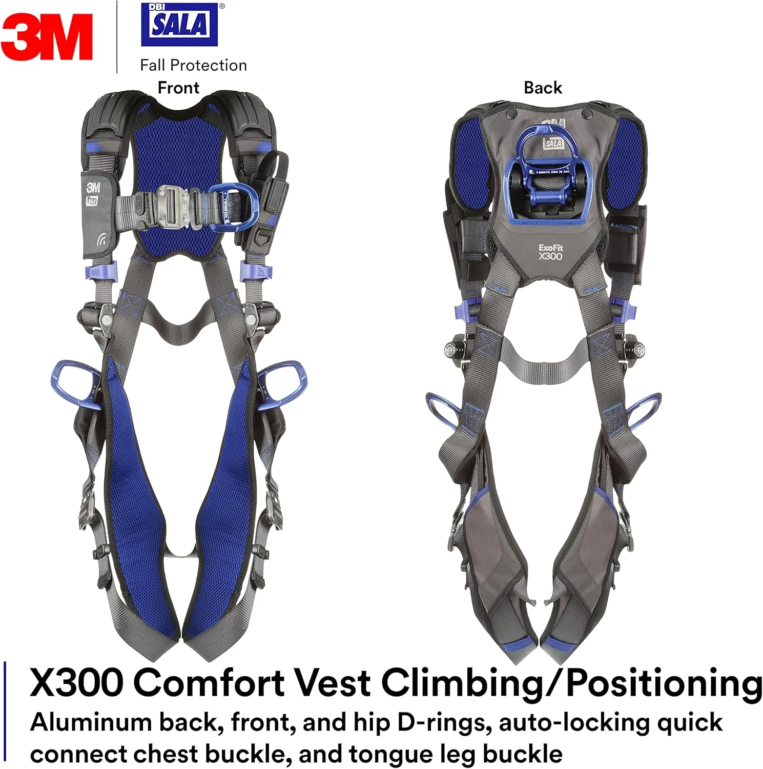 هارنس ایمنی صعود/موقعیتگیری جلیقهای راحت 3M DBI-Sala 1113421 ExoFit X300، محافظت در برابر سقوط برای صنایع عمومی، حلقههای D پشتی، جلویی و ران، سگک زبانه پا، اتصال سریع سینه، سایز متوسط هارنس ایمنی صعود/موقعیتگیری جلیقهای راحت 3M DBI-Sala 1113421 ExoFit X300، محافظت در برابر سقوط برای صنایع عمومی، حلقههای D پشتی، جلویی و ران، سگک زبانه پا، اتصال سریع سینه، سایز متوسط