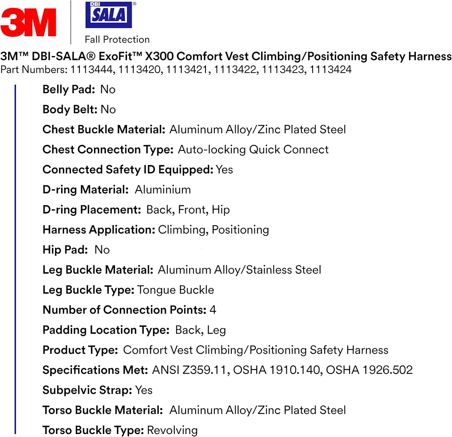 هارنس ایمنی صعود/موقعیتگیری جلیقهای راحت 3M DBI-Sala 1113421 ExoFit X300، محافظت در برابر سقوط برای صنایع عمومی، حلقههای D پشتی، جلویی و ران، سگک زبانه پا، اتصال سریع سینه، سایز متوسط هارنس ایمنی صعود/موقعیتگیری جلیقهای راحت 3M DBI-Sala 1113421 ExoFit X300، محافظت در برابر سقوط برای صنایع عمومی، حلقههای D پشتی، جلویی و ران، سگک زبانه پا، اتصال سریع سینه، سایز متوسط