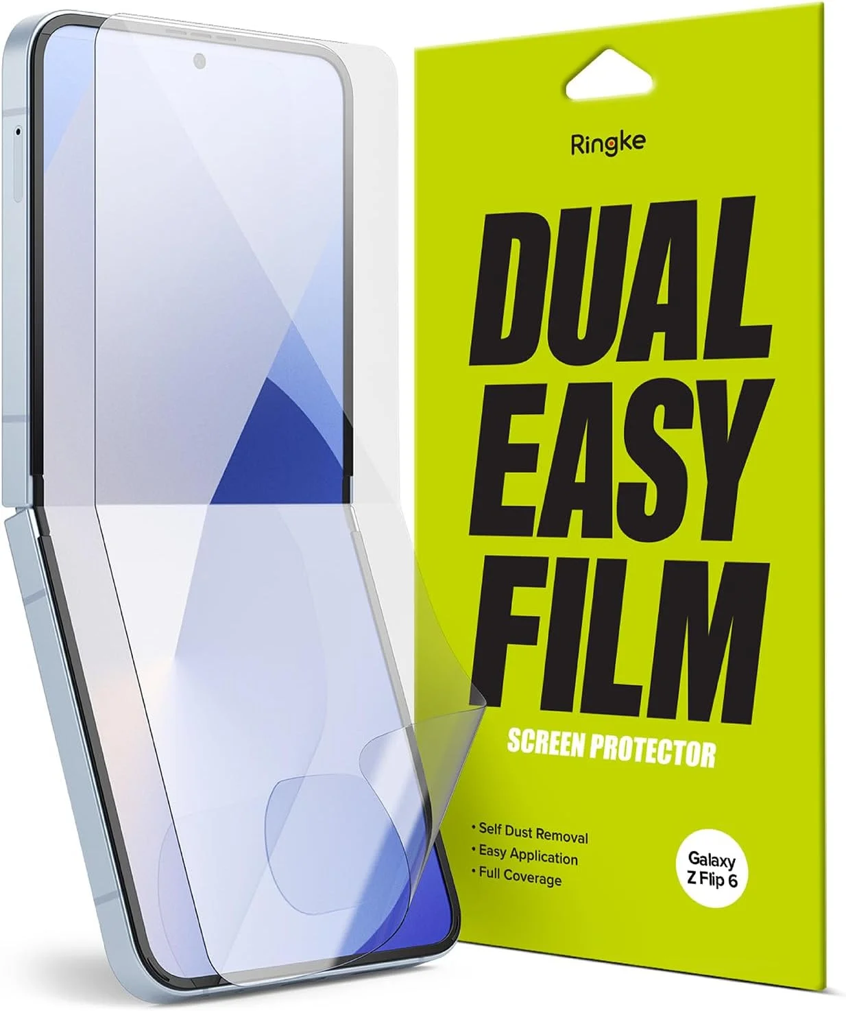 Ringke [2 Pack] Dual Easy Film Compatible with Samsung Galaxy Z Flip 6 Screen Protector, Premium Full Cover Film Easy Application Case Friendly Screen Protector