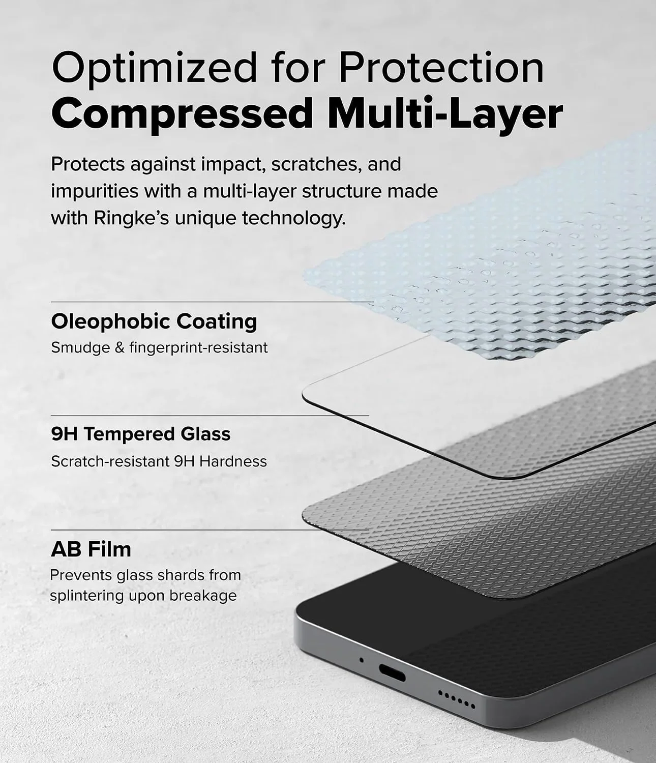 محافظ صفحه نمایش شیشه ای حرارت دیده رینکه [Easy Slide] سازگار با ناتینگ فون (3a) / (3a) Pro، مقاوم در برابر شکستگی، سختی 9H، ضد خش - بسته 2 عددی، به همراه ابزار نصب