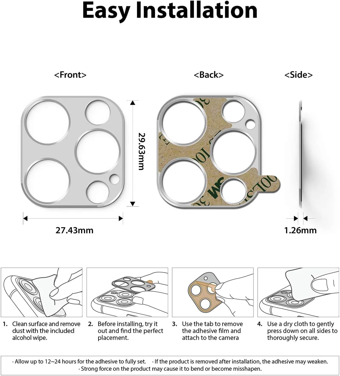 محافظ لنز دوربین Ringke سازگار با آیفون 12 پرو، فریم آلومینیومی، برچسب محافظ سخت - نقره ای محافظ لنز دوربین Ringke سازگار با آیفون 12 پرو، فریم آلومینیومی، برچسب محافظ سخت - نقره ای