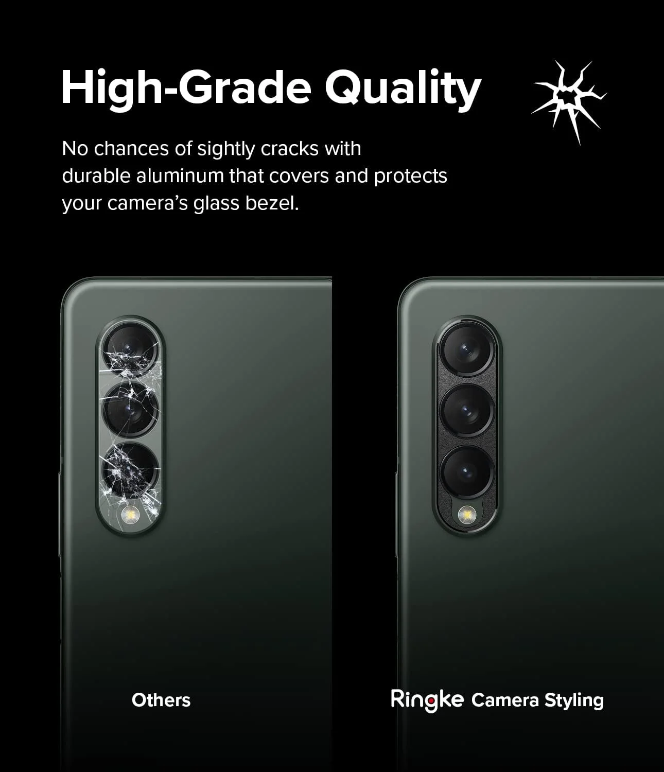 Ringke Camera Styling Compatible with Samsung Galaxy Z Fold 3 Camera Lens Protector, Aluminium Frame Tough Protective Cover Sticker - Black Ringke Camera Styling Compatible with Samsung Galaxy Z Fold 3 Camera Lens Protector, Aluminium Frame Tough Protective Cover Sticker - Black