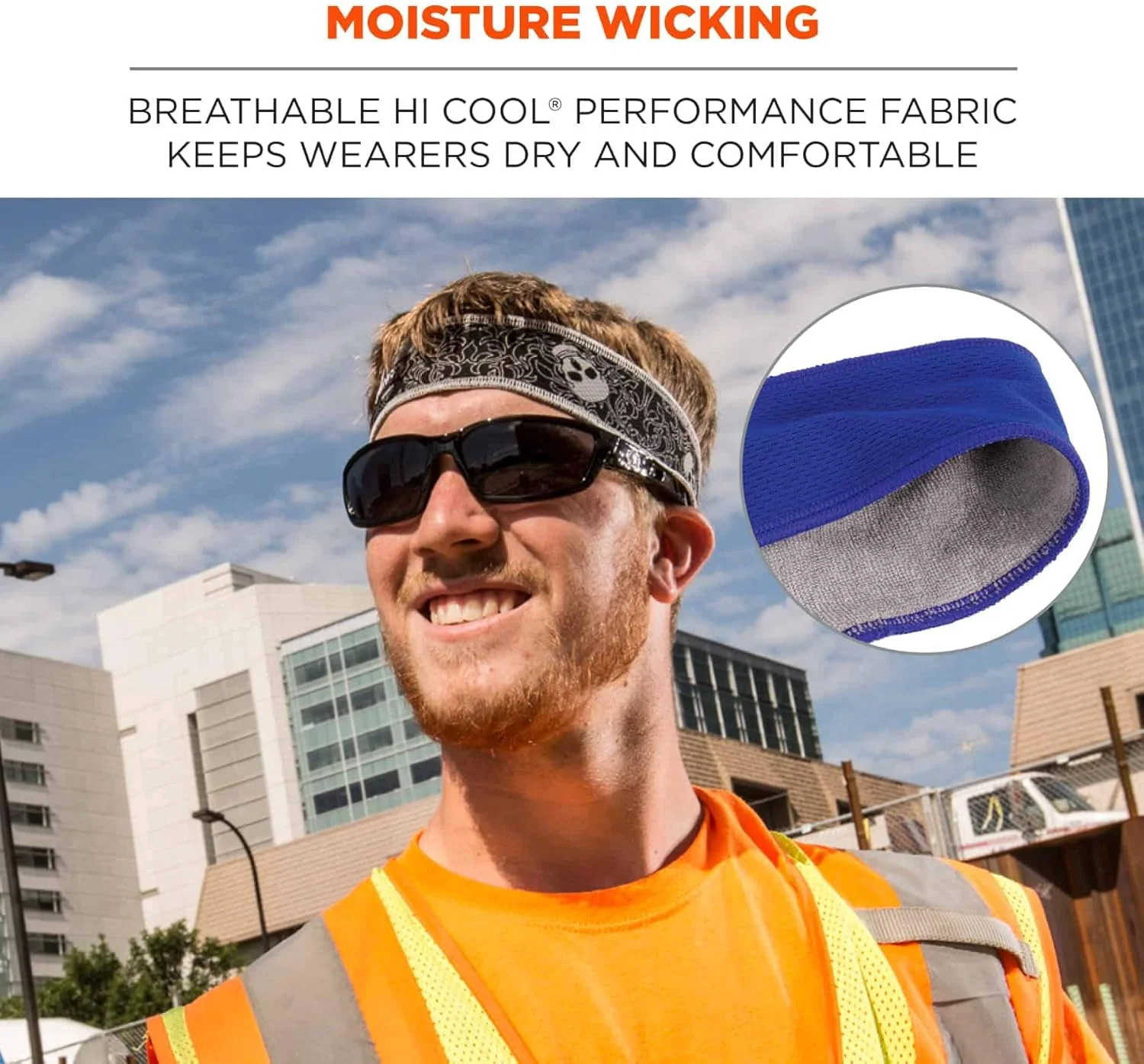 هدبند خنک کننده ارگوداین Chill-Its 6605، دارای آستر حوله ای، جذب کننده عرق، آبی