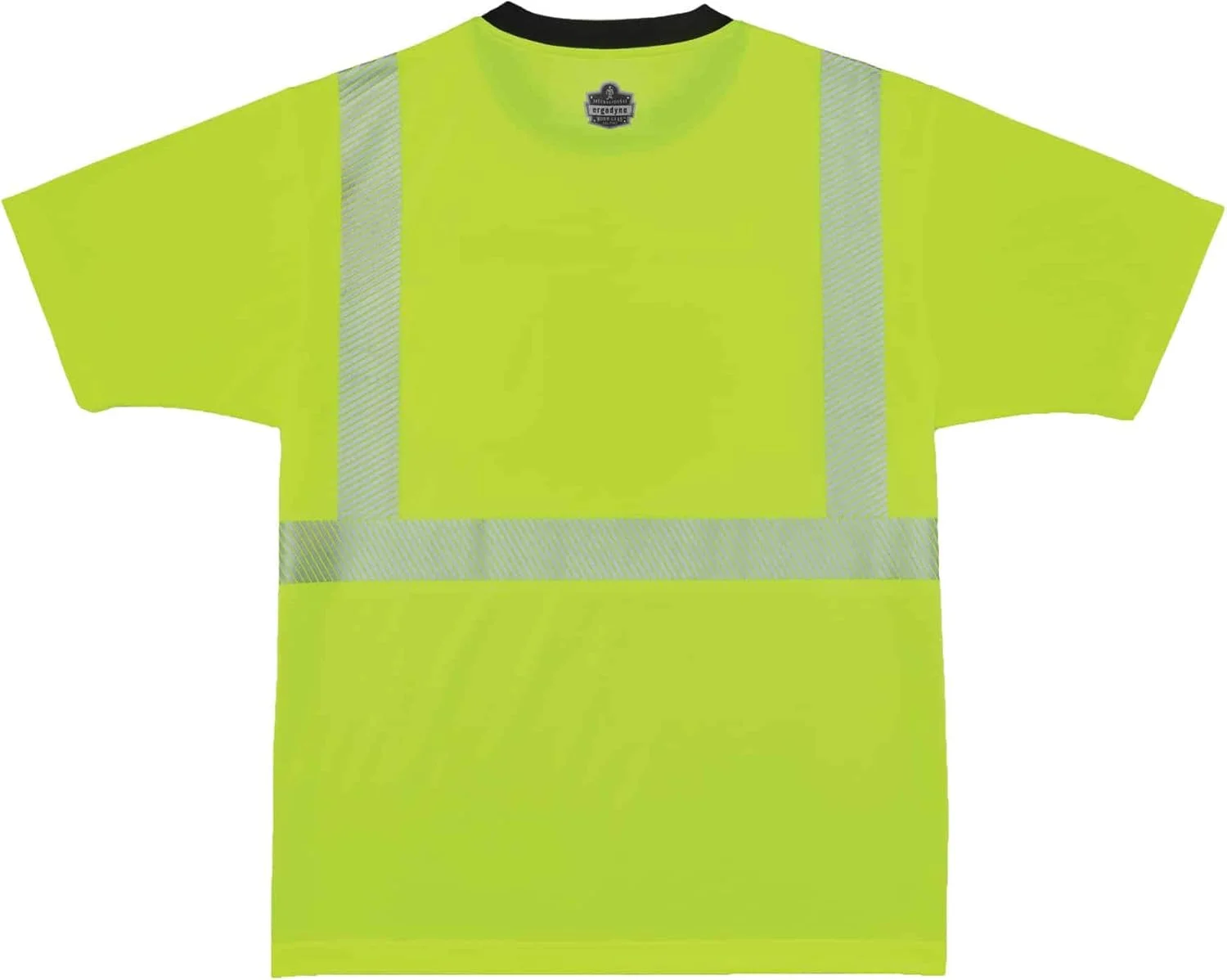 تی شرت ایمنی دید بالا Ergodyne، کلاس 2 ANSI، لبه راحت بازتابنده، پایین مشکی، لیمویی، بزرگ، GloWear 8280BK