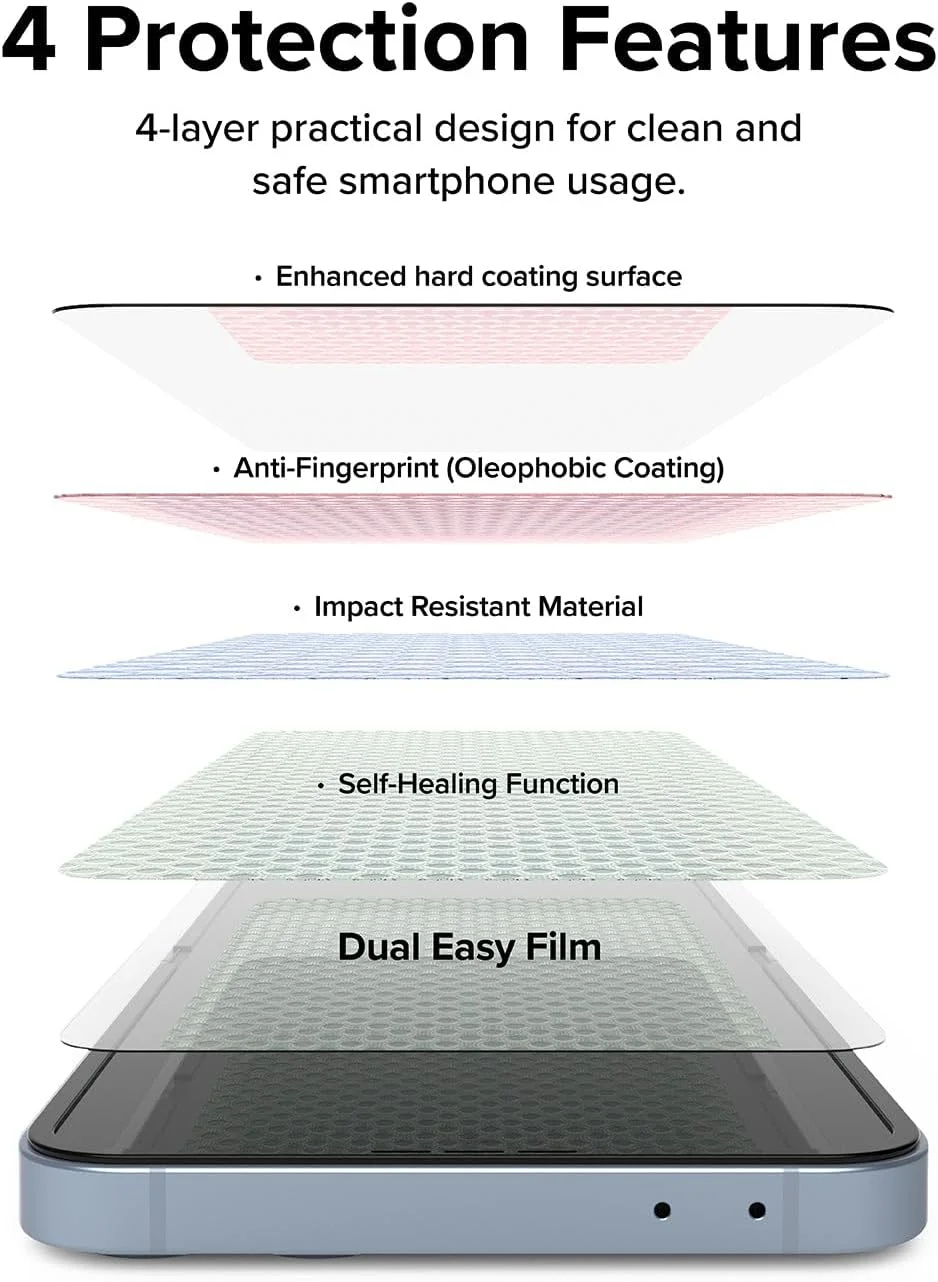 Ringke [2 Pack] Dual Easy Film Compatible with Samsung Galaxy Z Flip 6 Screen Protector, Premium Full Cover Film Easy Application Case Friendly Screen Protector