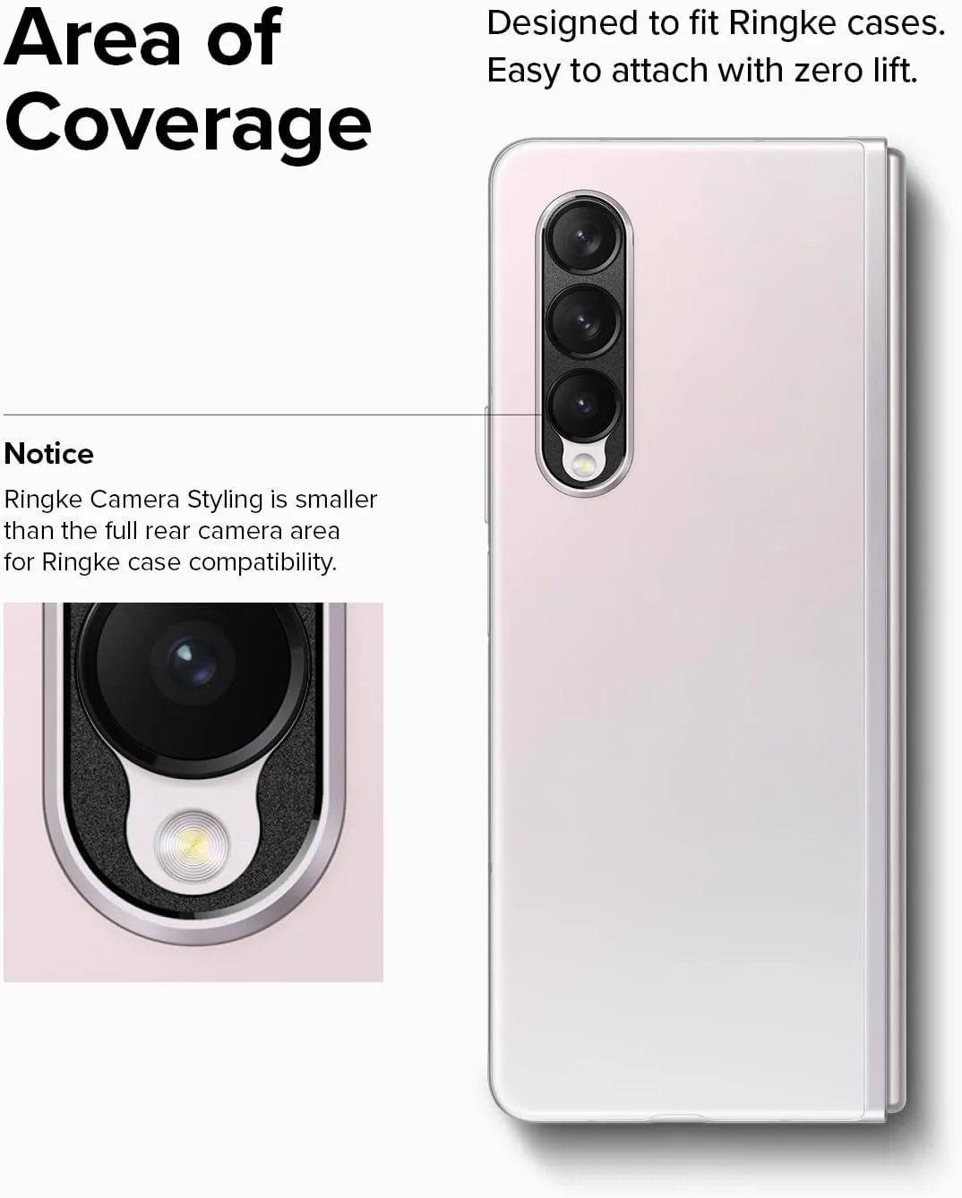 Ringke Camera Styling Compatible with Samsung Galaxy Z Fold 3 Camera Lens Protector, Aluminium Frame Tough Protective Cover Sticker - Black Ringke Camera Styling Compatible with Samsung Galaxy Z Fold 3 Camera Lens Protector, Aluminium Frame Tough Protective Cover Sticker - Black