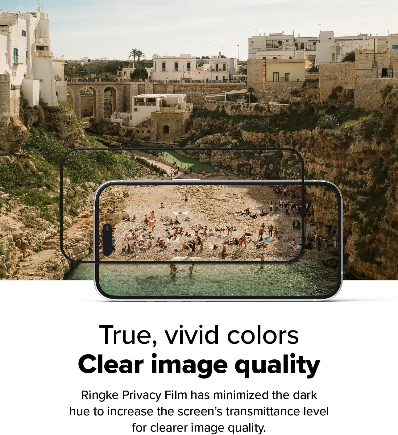 محافظ صفحه نمایش حریم خصوصی شیشه ای حرارت دیده Ringke [Easy Slide] [ضد جاسوسی] سازگار با آیفون 16 / آیفون 15، محافظ صفحه نمایش حریم خصوصی با نصب آسان و سازگار با قاب - بسته 2 عددی، به همراه ابزار نصب