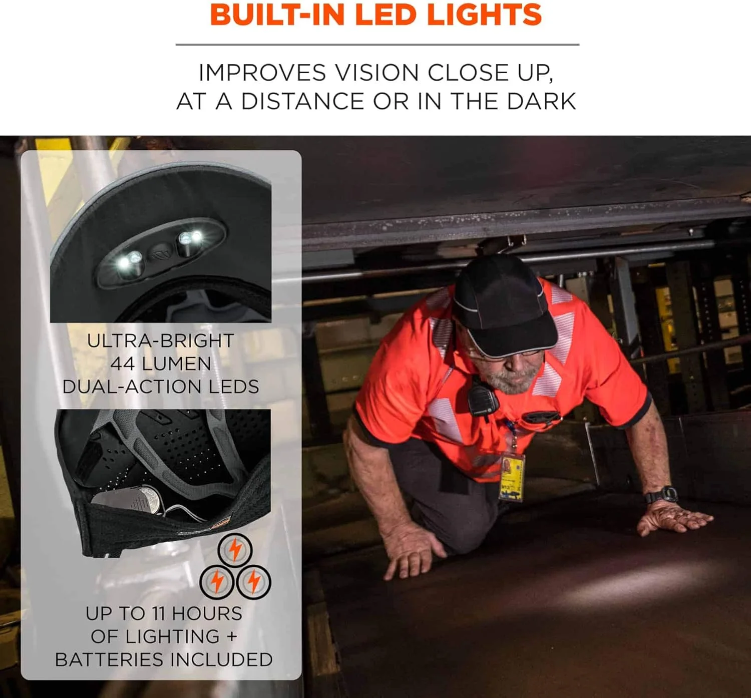 کلاه ضربه گیر سبک وزن ارگوداین با نور LED لبه، مدل کلاه بیسبالی، Skullerz 8965، مشکی کلاه ضربه گیر سبک وزن ارگوداین با نور LED لبه، مدل کلاه بیسبالی، Skullerz 8965، مشکی