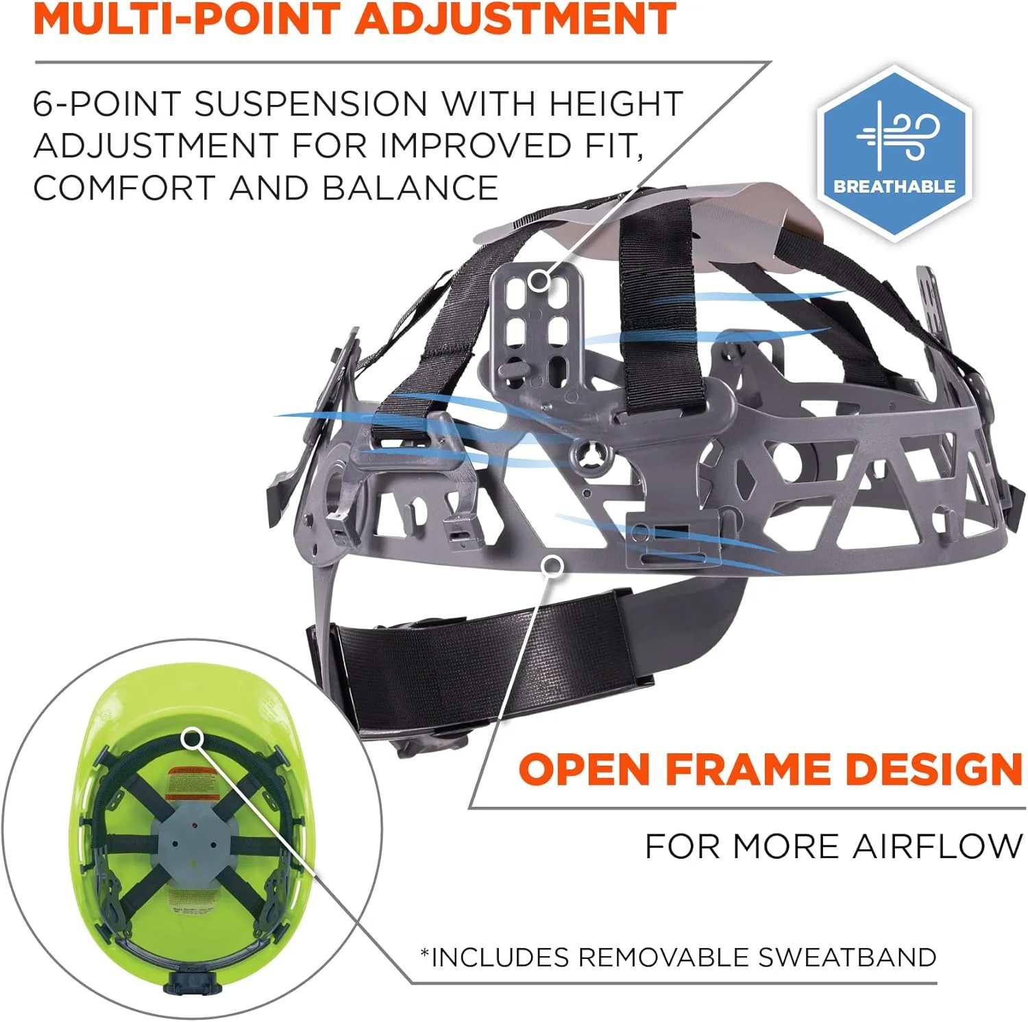 کلاه ایمنی ارگوداین Skullerz 8967 کلاس E، سبک وزن، مدل لبه دار، سیستم تعلیق храповиک 6 نقطه ای قابل تنظیم، پوسته HDPE، لیمویی کلاه ایمنی ارگوداین Skullerz 8967 کلاس E، سبک وزن، مدل لبه دار، سیستم تعلیق храповиک 6 نقطه ای قابل تنظیم، پوسته HDPE، لیمویی