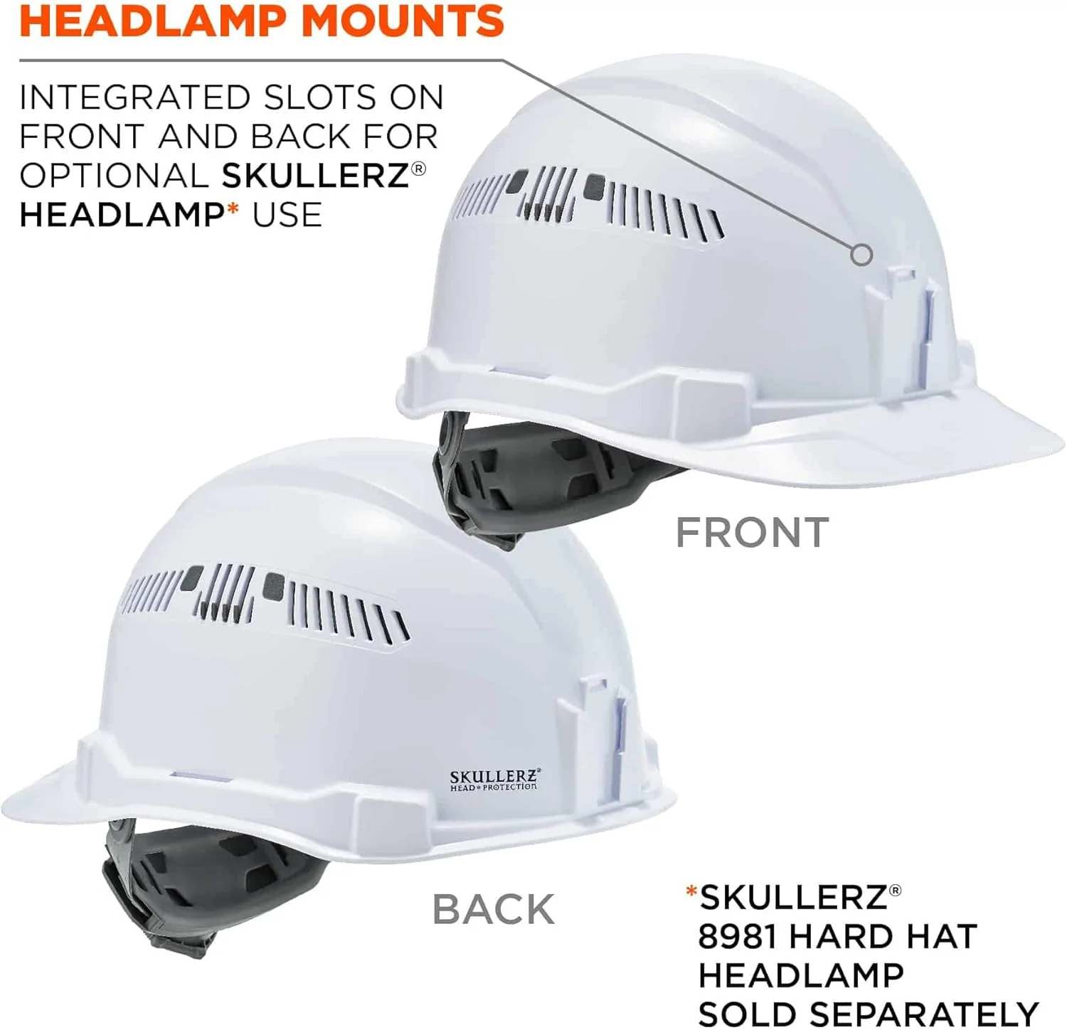کلاه ایمنی تهویه دار ارگودین - مدل 60144، سبک کلاه لبه دار، سیستم تعلیق храповиک، کلاس C، Skullerz 8972، سفید کلاه ایمنی تهویه دار ارگودین - مدل 60144، سبک کلاه لبه دار، سیستم تعلیق храповиک، کلاس C، Skullerz 8972، سفید