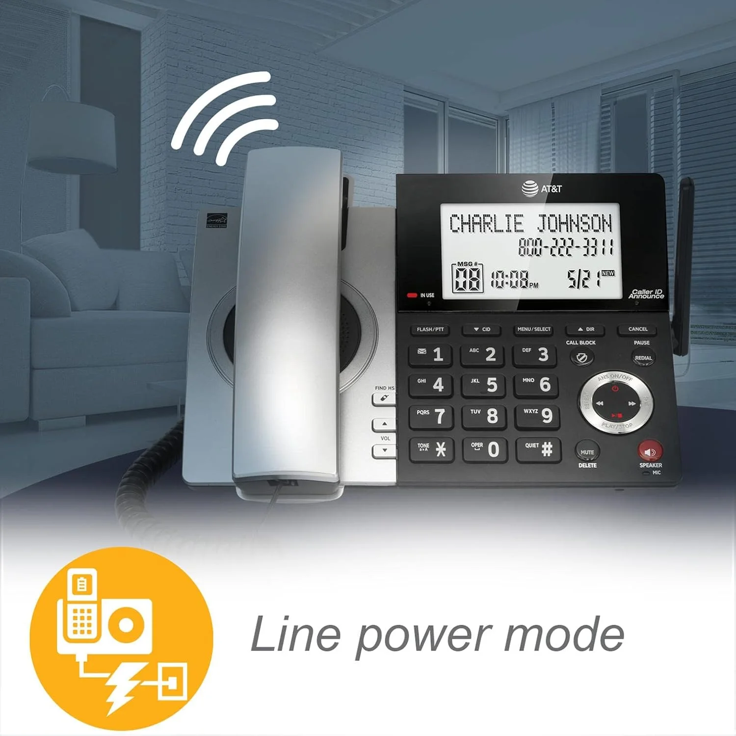 تلفن رومیزی/بی سیم دو گوشی AT&T CL84207 DECT 6.0 برای منزل با برد طولانی، منشی تلفنی، مسدود کردن تماس، اعلام شناسه تماس گیرنده، اینترکام و حالت تغذیه از خط، نقره ای/مشکی تلفن رومیزی/بی سیم دو گوشی AT&T CL84207 DECT 6.0 برای منزل با برد طولانی، منشی تلفنی، مسدود کردن تماس، اعلام شناسه تماس گیرنده، اینترکام و حالت تغذیه از خط، نقره ای/مشکی