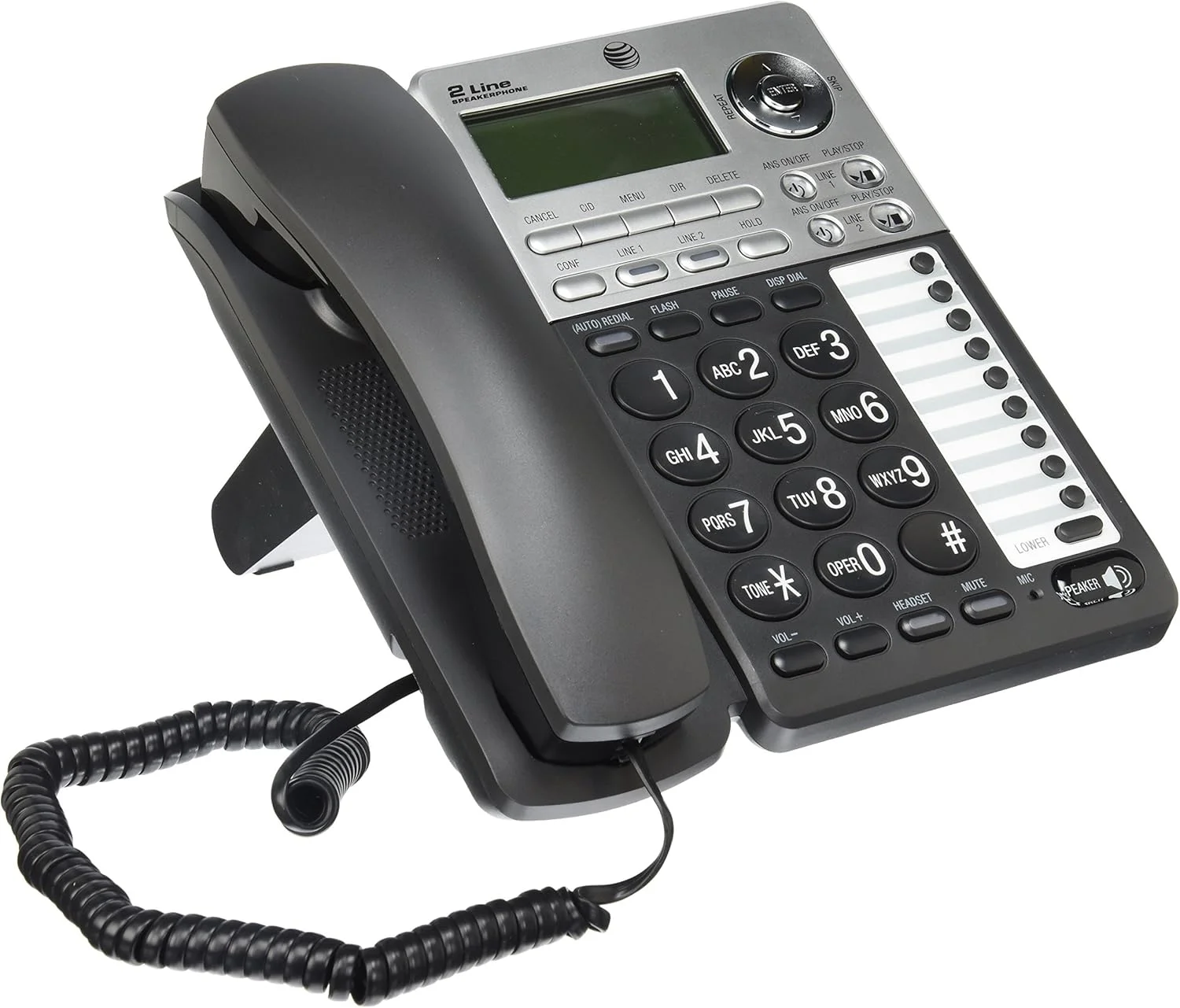 AT&T ML17939 2-Line Corded Telephone with Digital Answering System and Caller ID/Call Waiting, Black/Silver AT&T ML17939 2-Line Corded Telephone with Digital Answering System and Caller ID/Call Waiting, Black/Silver