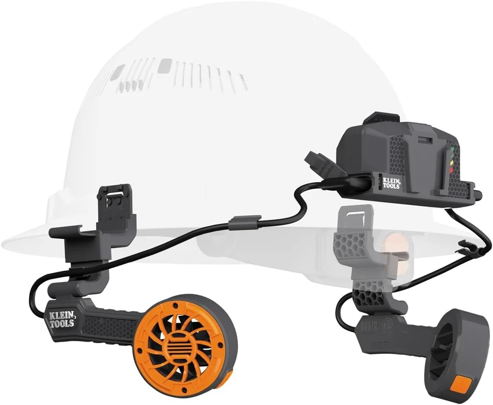 فن خنک کننده دوگانه کلاه ایمنی کلاین تولز 60523، سبک وزن، فن قابل شارژ USB-C، خنک کننده سر، گردن و صورت فن خنک کننده دوگانه کلاه ایمنی کلاین تولز 60523، سبک وزن، فن قابل شارژ USB-C، خنک کننده سر، گردن و صورت