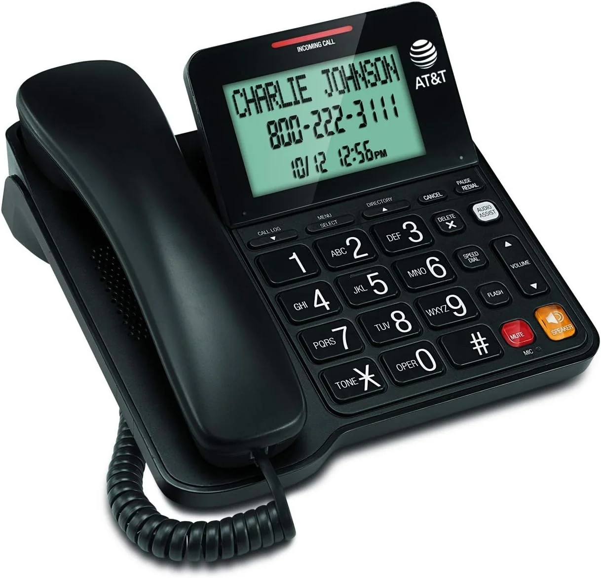 AT&T CL2940 Corded Phone with Speakerphone, Extra-Large Tilt Display/Buttons, Caller ID/Call Waiting and Audio Assist, Black AT&T CL2940 Corded Phone with Speakerphone, Extra-Large Tilt Display/Buttons, Caller ID/Call Waiting and Audio Assist, Black