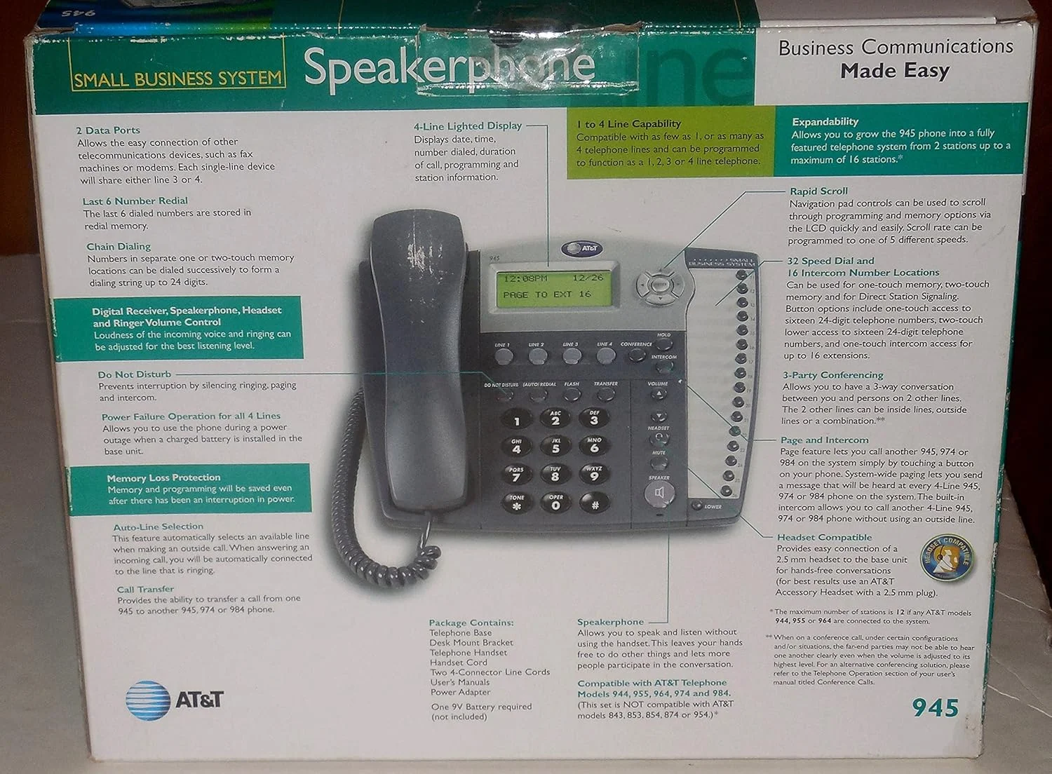 تلفن اسپیکر دار 4 خطه AT&T 945 با اینترکام تلفن اسپیکر دار 4 خطه AT&T 945 با اینترکام