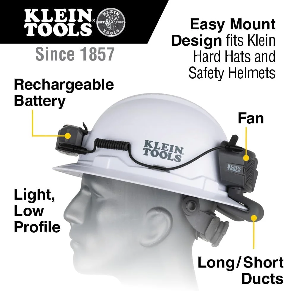 کلاه ایمنی سفید لبه دار Klein Tools 80096 به همراه فن خنک کننده کلاه ایمنی، 2 تکه کلاه ایمنی سفید لبه دار Klein Tools 80096 به همراه فن خنک کننده کلاه ایمنی، 2 تکه