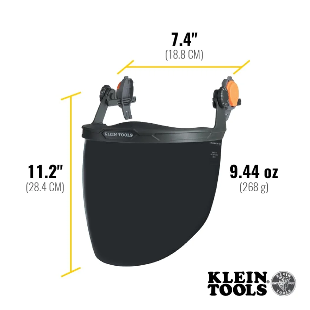 محافظ صورت دودی کلاین تولز 60473 برای کلاه ایمنی و کلاه سخت لبه دار، مقاوم در برابر ضربه، ضد بخار، تمام صورت، طراحی کم حجم برای سنگ زنی محافظ صورت دودی کلاین تولز 60473 برای کلاه ایمنی و کلاه سخت لبه دار، مقاوم در برابر ضربه، ضد بخار، تمام صورت، طراحی کم حجم برای سنگ زنی