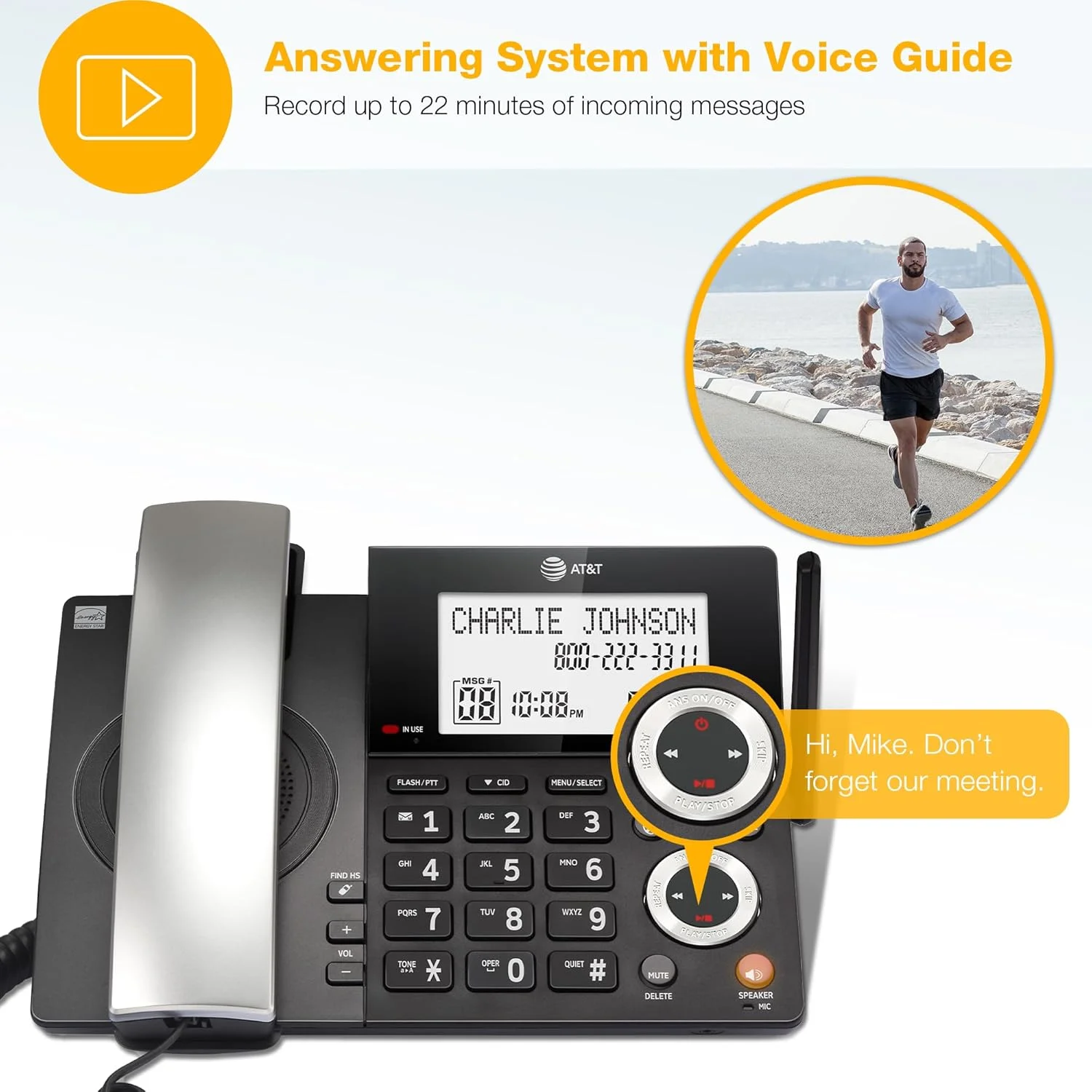 تلفن خانگی سیمی/بیسیم AT&T DECT 6.0 با 2 گوشی و منشی تلفنی، مسدود کننده تماس هوشمند، نمایشگر شناسه تماس گیرنده، صفحه نمایش بزرگ با نور پس زمینه، دکمه بزرگ، بلندگو، اینترکام: CL84218 (مشکی ذغالی) تلفن خانگی سیمی/بیسیم AT&T DECT 6.0 با 2 گوشی و منشی تلفنی، مسدود کننده تماس هوشمند، نمایشگر شناسه تماس گیرنده، صفحه نمایش بزرگ با نور پس زمینه، دکمه بزرگ، بلندگو، اینترکام: CL84218 (مشکی ذغالی)