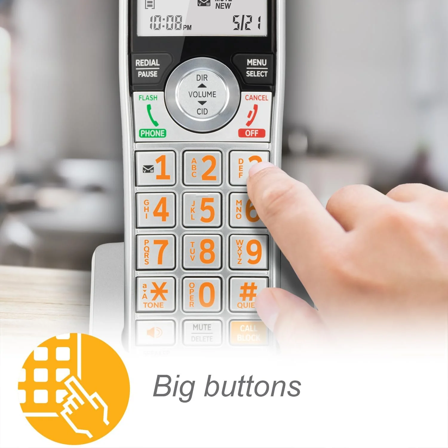 تلفن بی سیم و باسیم قابل گسترش AT&T مدل CL84107 DECT 6.0 با مسدود کننده تماس هوشمند، مشکی/نقره ای با 1 گوشی تلفن بی سیم و باسیم قابل گسترش AT&T مدل CL84107 DECT 6.0 با مسدود کننده تماس هوشمند، مشکی/نقره ای با 1 گوشی