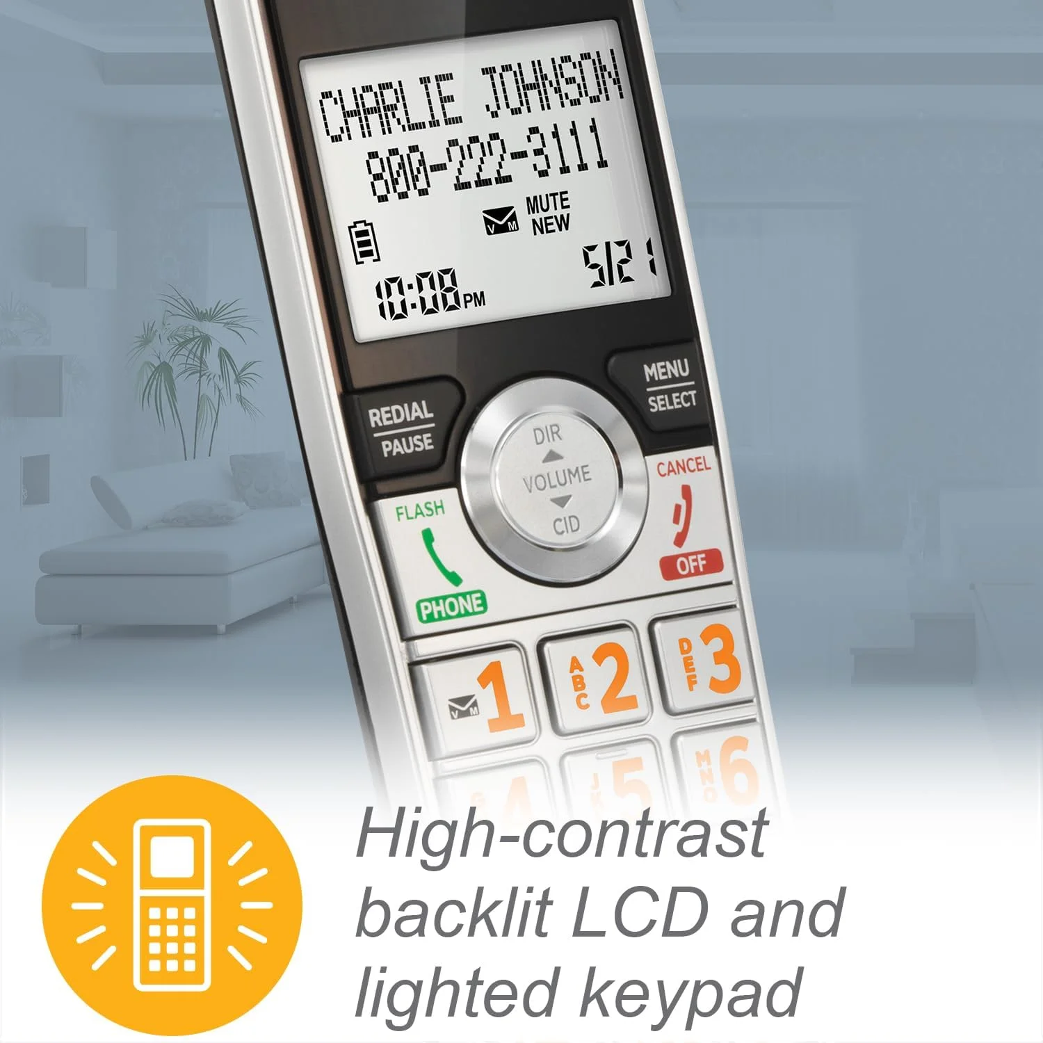 تلفن بی سیم و باسیم قابل گسترش AT&T مدل CL84107 DECT 6.0 با مسدود کننده تماس هوشمند، مشکی/نقره ای با 1 گوشی تلفن بی سیم و باسیم قابل گسترش AT&T مدل CL84107 DECT 6.0 با مسدود کننده تماس هوشمند، مشکی/نقره ای با 1 گوشی