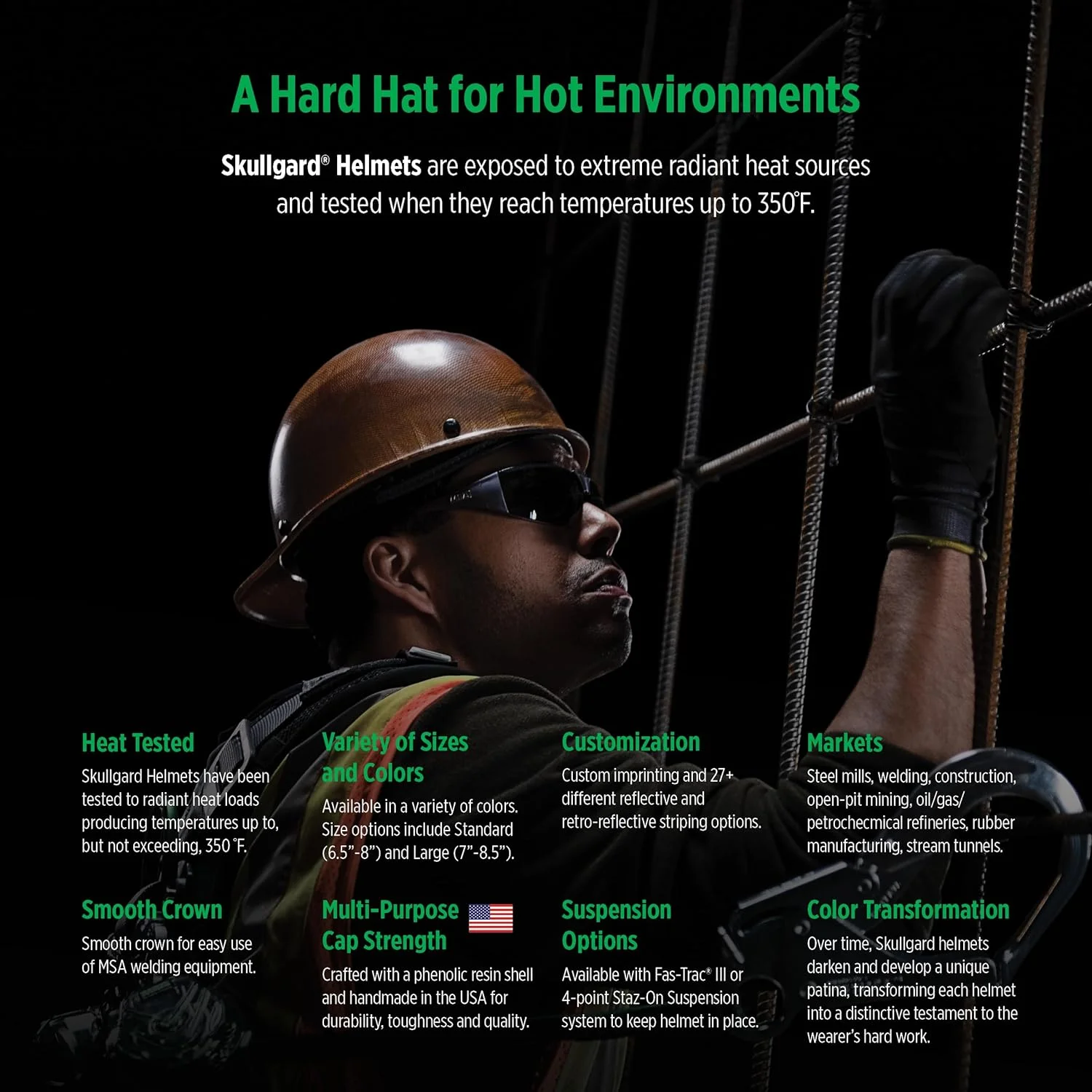 کلاه ایمنی لبه دار MSA 475407 Skullgard با سیستم تعلیق храповика Fas-Trac III | کلاه بدون شکاف، ساخته شده از رزین فنولیک، مقاومت در برابر حرارت تابشی تا 176 درجه سانتیگراد - سایز استاندارد، رنگ قهوه ای طبیعی کلاه ایمنی لبه دار MSA 475407 Skullgard با سیستم تعلیق храповика Fas-Trac III | کلاه بدون شکاف، ساخته شده از رزین فنولیک، مقاومت در برابر حرارت تابشی تا 176 درجه سانتیگراد - سایز استاندارد، رنگ قهوه ای طبیعی