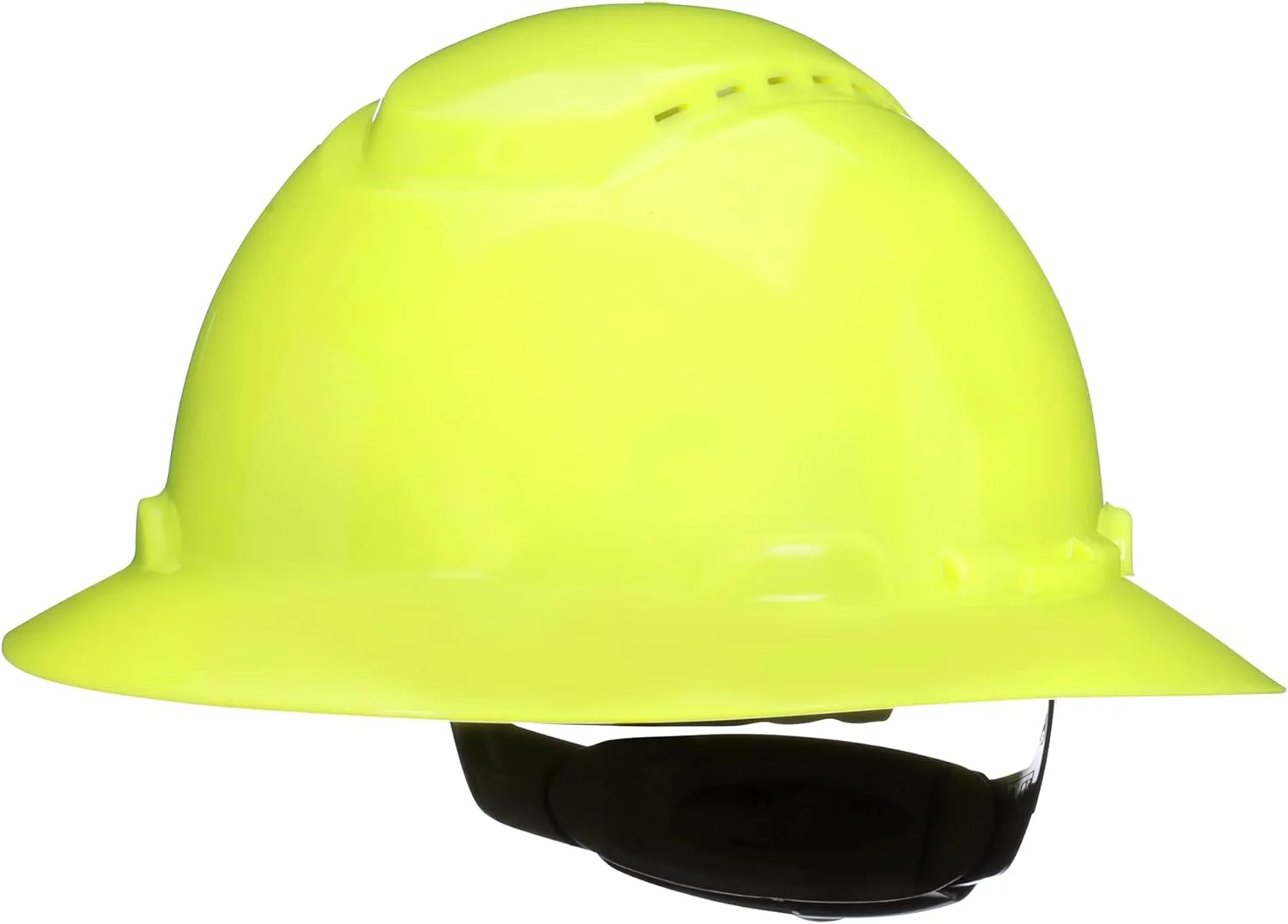 SecureFit Hard Hat SecureFit H-809SFV-UV, Hi-Vis Yellow, Vented Full Brim Style Safety Helmet with Uvicator Sensor, 4-Point Pressure Diffusion Ratchet Suspension, ANSI Z87.1