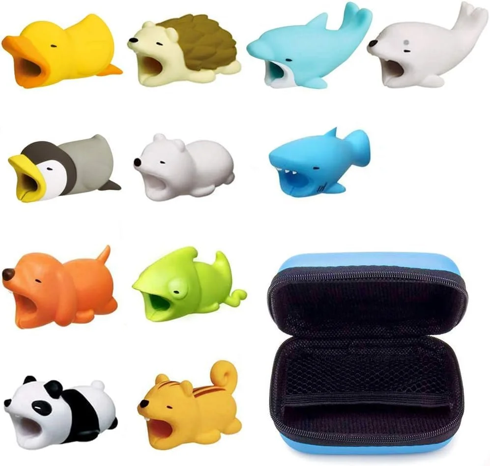محافظ کابل طرح حیوانات، محافظ سیلیکونی کابل همراه با کیف زیپدار، لوازم جانبی کابل طرح حیوانات، جلوگیری از شکستگی کابل برای اکثر تلفنهای همراه، 12 عدد محافظ کابل طرح حیوانات، محافظ سیلیکونی کابل همراه با کیف زیپدار، لوازم جانبی کابل طرح حیوانات، جلوگیری از شکستگی کابل برای اکثر تلفنهای همراه، 12 عدد
