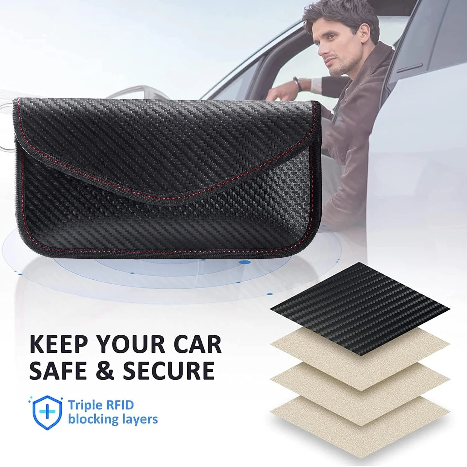 کیف فارادی KASTWAVE برای تلفن و کلید خودرو، کیف ضد ردیابی تلفن همراه، کیف مسدود کننده سیگنال کلید خودرو، کیف ضد ردیابی دستگاه های الکترونیکی تلفن هوشمند (مشکی) کیف فارادی KASTWAVE برای تلفن و کلید خودرو، کیف ضد ردیابی تلفن همراه، کیف مسدود کننده سیگنال کلید خودرو، کیف ضد ردیابی دستگاه های الکترونیکی تلفن هوشمند (مشکی)