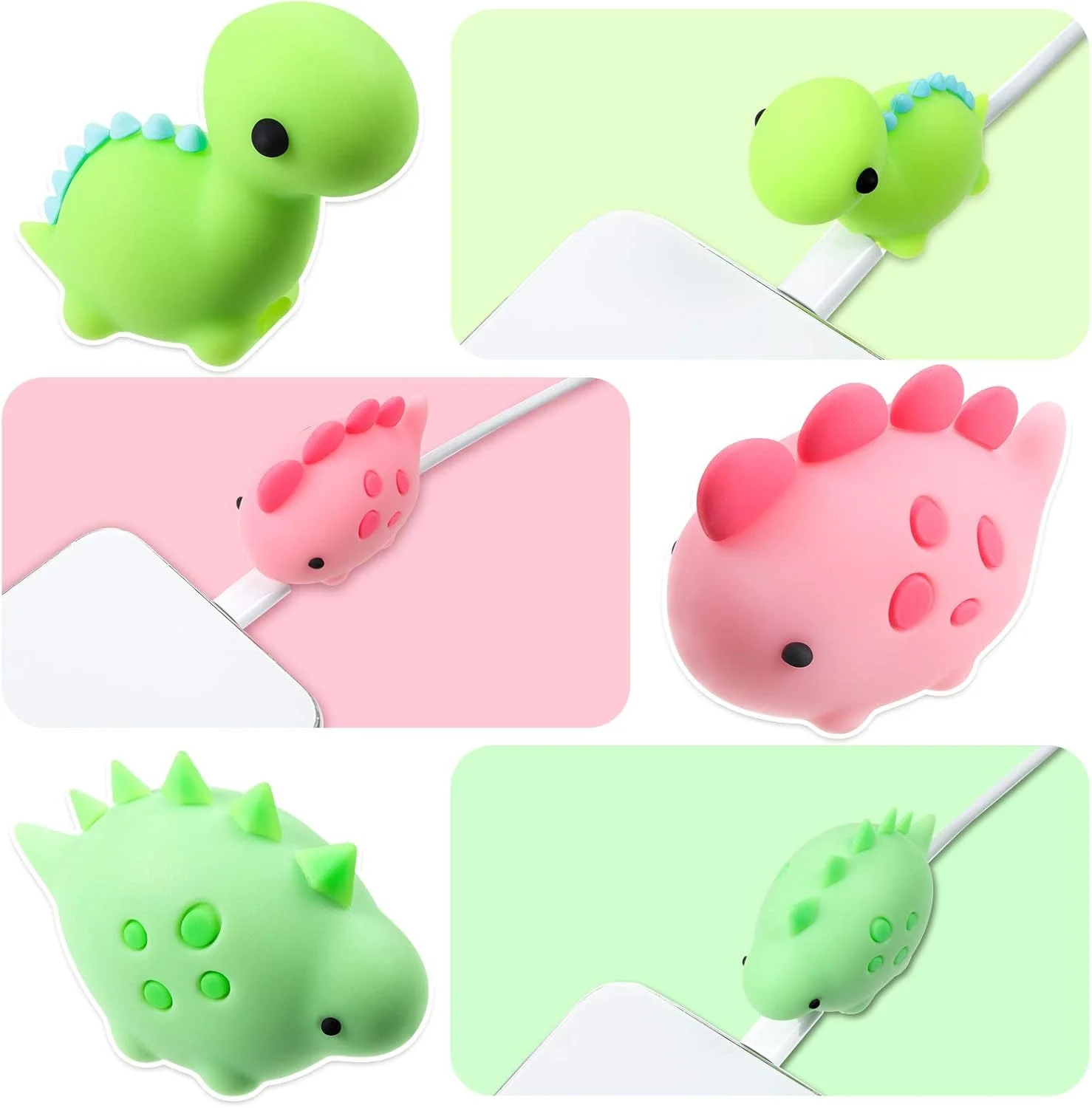 محافظ کابل شارژر KASTWAVE، محافظ کابل شارژر USB طرح حیوانات بامزه، مناسب برای اکثر کابل های گوشی و تبلت، 6 عدد