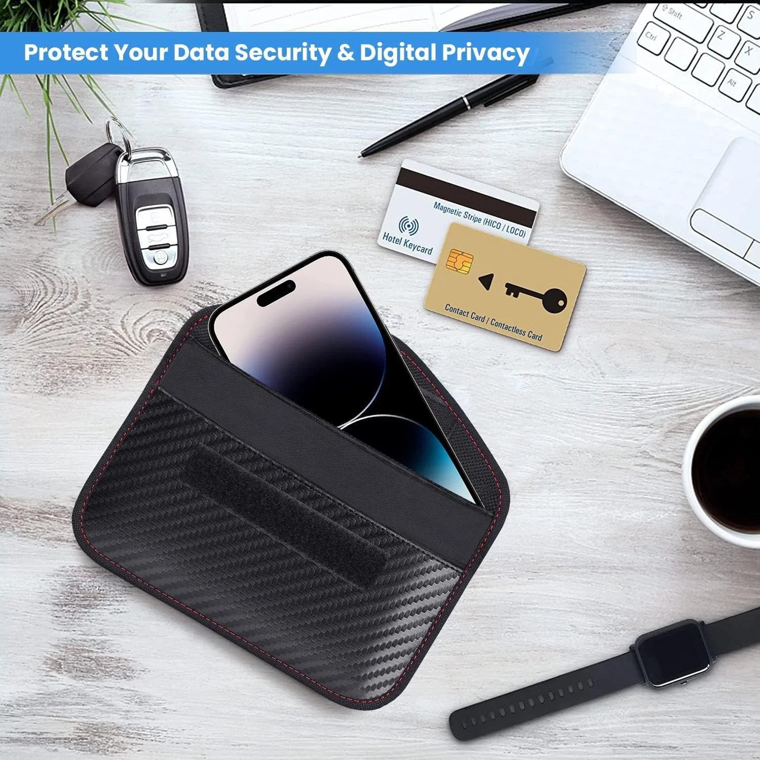 کیف فارادی KASTWAVE برای تلفن و کلید خودرو، کیف ضد ردیابی تلفن همراه، کیف مسدود کننده سیگنال کلید خودرو، کیف ضد ردیابی دستگاه های الکترونیکی تلفن هوشمند (مشکی) کیف فارادی KASTWAVE برای تلفن و کلید خودرو، کیف ضد ردیابی تلفن همراه، کیف مسدود کننده سیگنال کلید خودرو، کیف ضد ردیابی دستگاه های الکترونیکی تلفن هوشمند (مشکی)