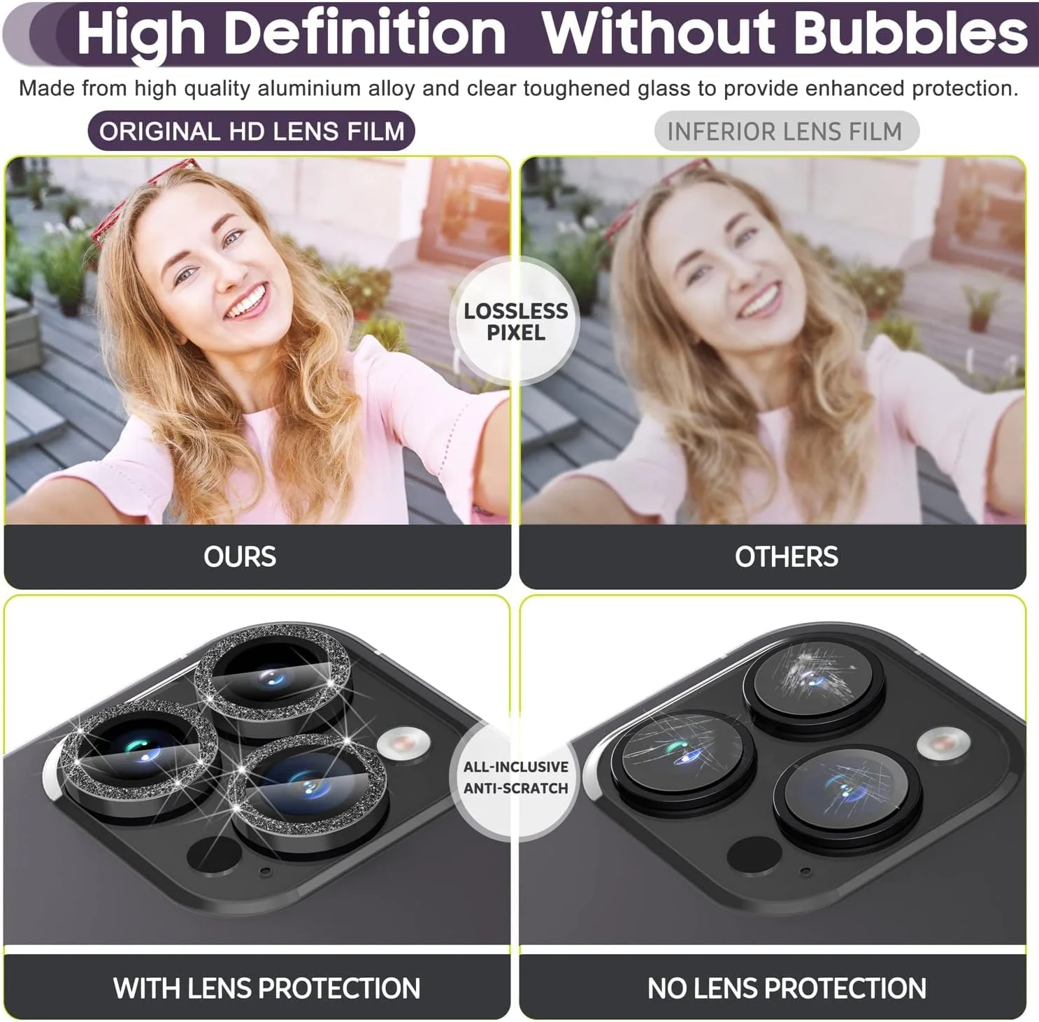 محافظ لنز دوربین KASTWAVE برای آیفون 14 پرو / 14 پرو مکس، پوشش شیشه ای تمپر شده 9H، محافظ حلقه فلزی جداگانه (مشکی) محافظ لنز دوربین KASTWAVE برای آیفون 14 پرو / 14 پرو مکس، پوشش شیشه ای تمپر شده 9H، محافظ حلقه فلزی جداگانه (مشکی)