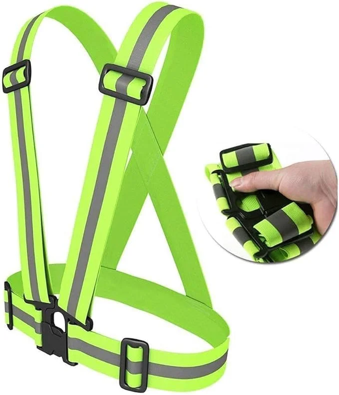 کمربند جلیقه ایمنی بازتابنده، بند قابل تنظیم با دید بالا، جلیقه بازتابنده تجهیزات هشدار دهنده یونیسکس، نوار ایمنی لیزری قابل تنظیم برای دویدن، دوچرخه سواری، پیاده روی در شب