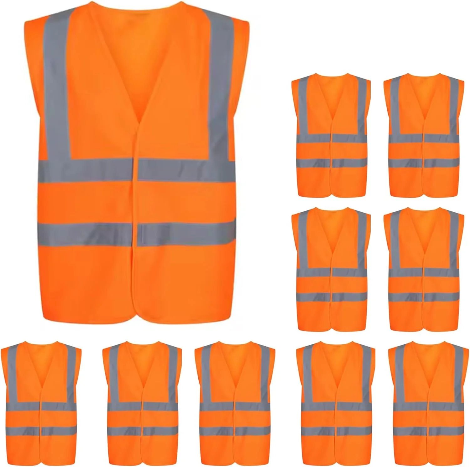سویش بسته فوق العاده 10 عددی جلیقه ایمنی بازتابنده نارنجی دید بالا تنفسی ژاکت هشدار روز شب برای ساخت و ساز، ترافیک، دوچرخه سواری سویش بسته فوق العاده 10 عددی جلیقه ایمنی بازتابنده نارنجی دید بالا تنفسی ژاکت هشدار روز شب برای ساخت و ساز، ترافیک، دوچرخه سواری