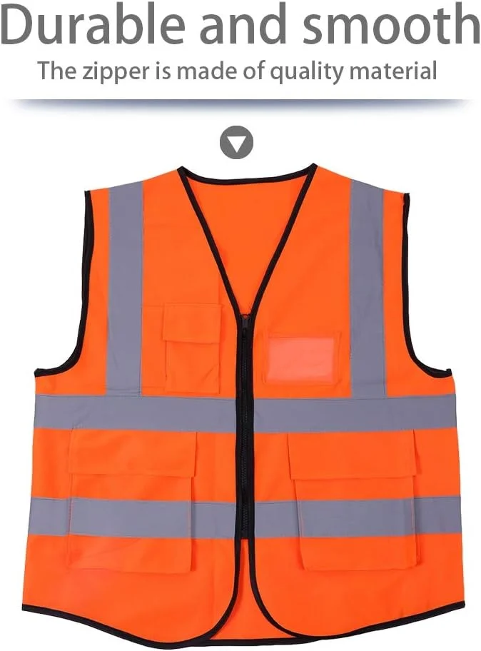 جلیقه بازتابنده NDNCZDHC، جلیقه ایمنی ساختمانی، جلیقه دید بالا، جلیقه های ایمنی برای کارگران ساختمانی و عابرین پیاده (نارنجی)