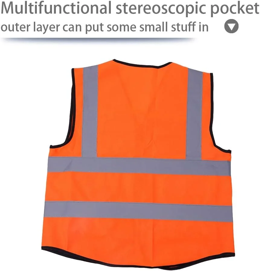 جلیقه بازتابنده NDNCZDHC، جلیقه ایمنی ساختمانی، جلیقه دید بالا، جلیقه های ایمنی برای کارگران ساختمانی و عابرین پیاده (نارنجی)