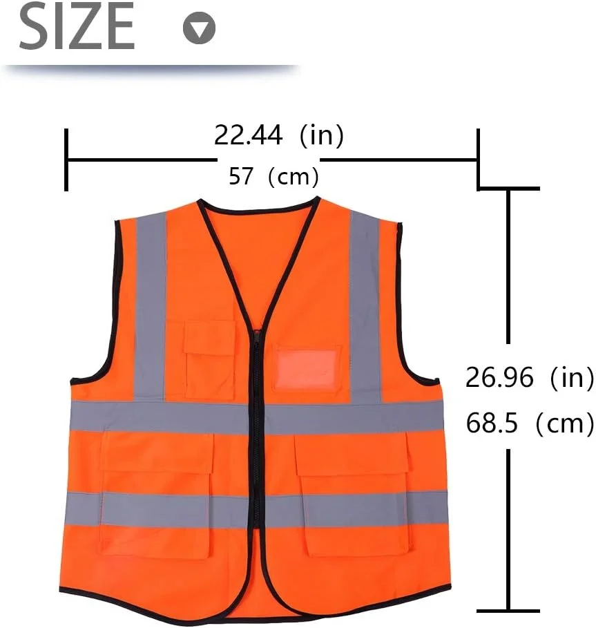 جلیقه بازتابنده NDNCZDHC، جلیقه ایمنی ساختمانی، جلیقه دید بالا، جلیقه های ایمنی برای کارگران ساختمانی و عابرین پیاده (نارنجی)