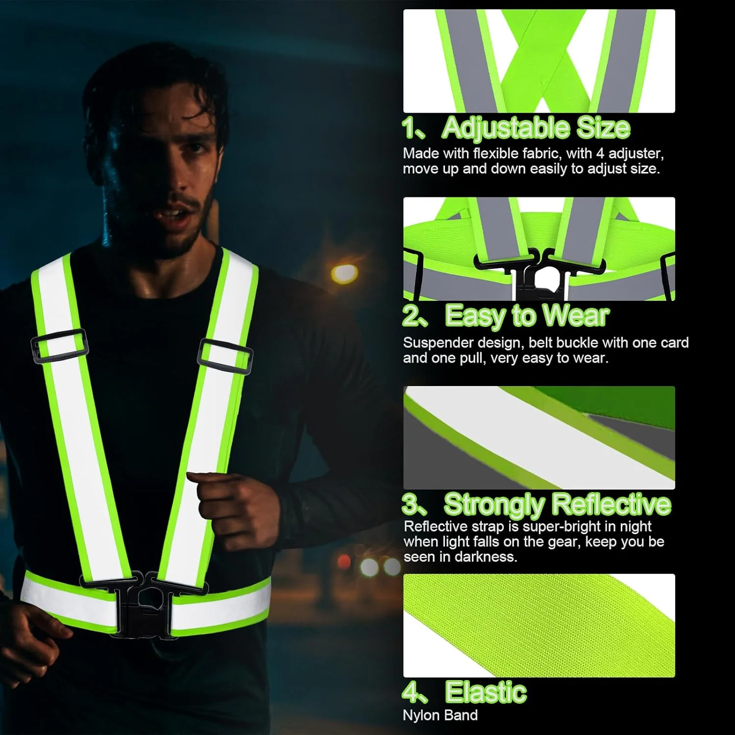 جلیقه ایمنی دید بالا 12 عددی، جلیقه نواری بازتابنده بزرگ شده، تجهیزات بند بازتابنده دید بالا نئون یونیسکس