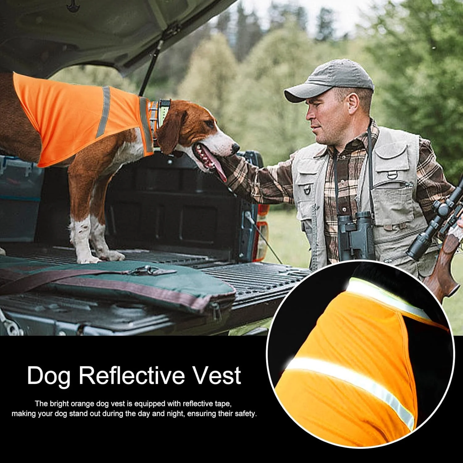 Dog Safety Vest | Fluorescent Dog Orange Vest Visibility Reflective Breathable | Hunting Pet Supplies Comfortable for Training Outdoor Activities Hunting